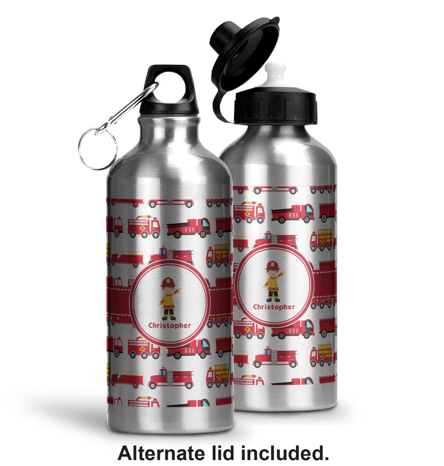 Customized Firetruck Design Aluminum Water Bottle - 20oz Insulated Stainless Steel - Perfect for Firefighters, Kids & Outdoor Adventures