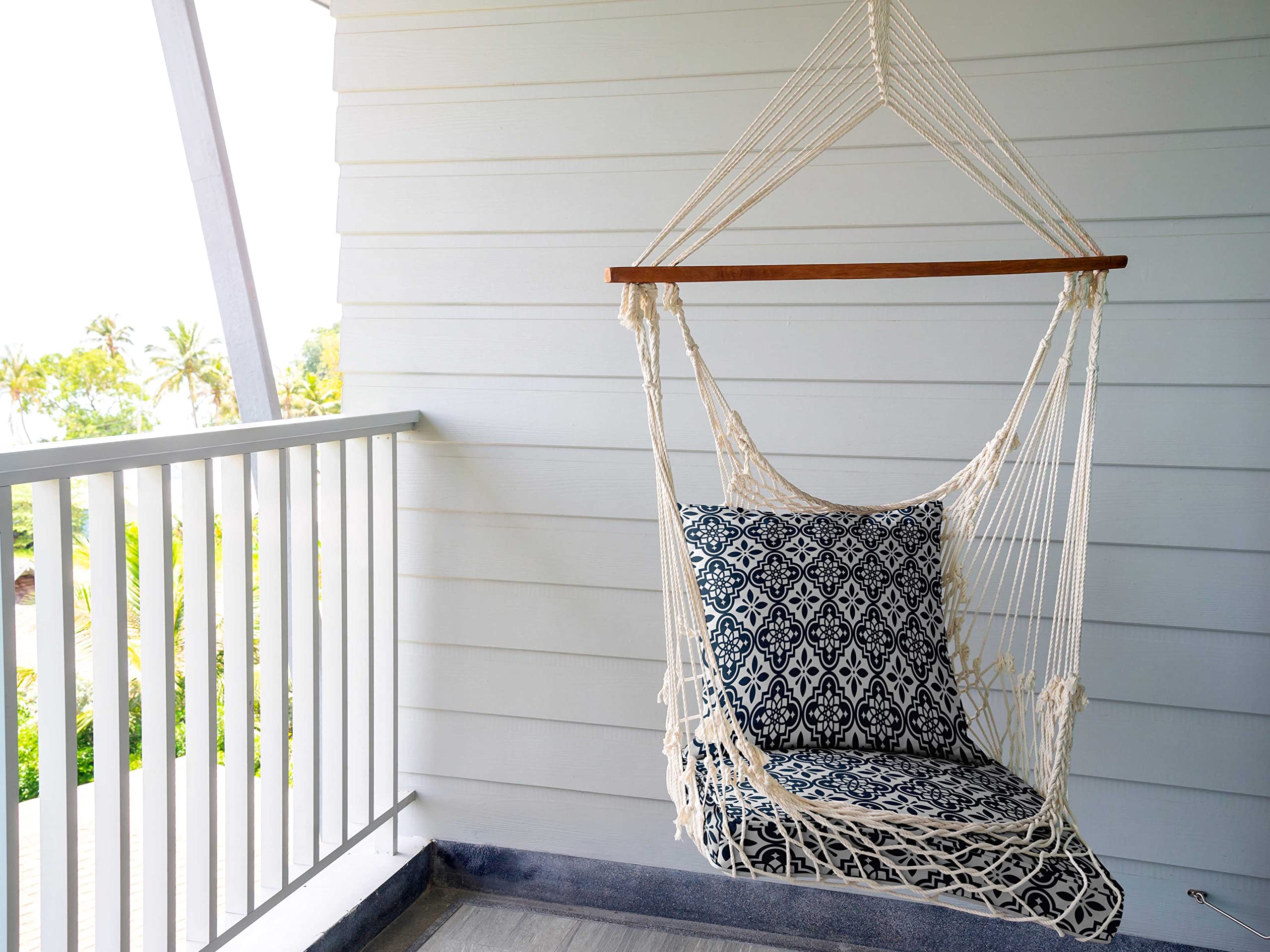 Printed Outdoor Deep Seat Patio Cushions Set - 2-Piece All-Weather Replacement Cushions (25x25x5 Inches) for Patio Furniture - White | Perfect for Garden, Deck, Porch & Outdoor Lounge Chairs