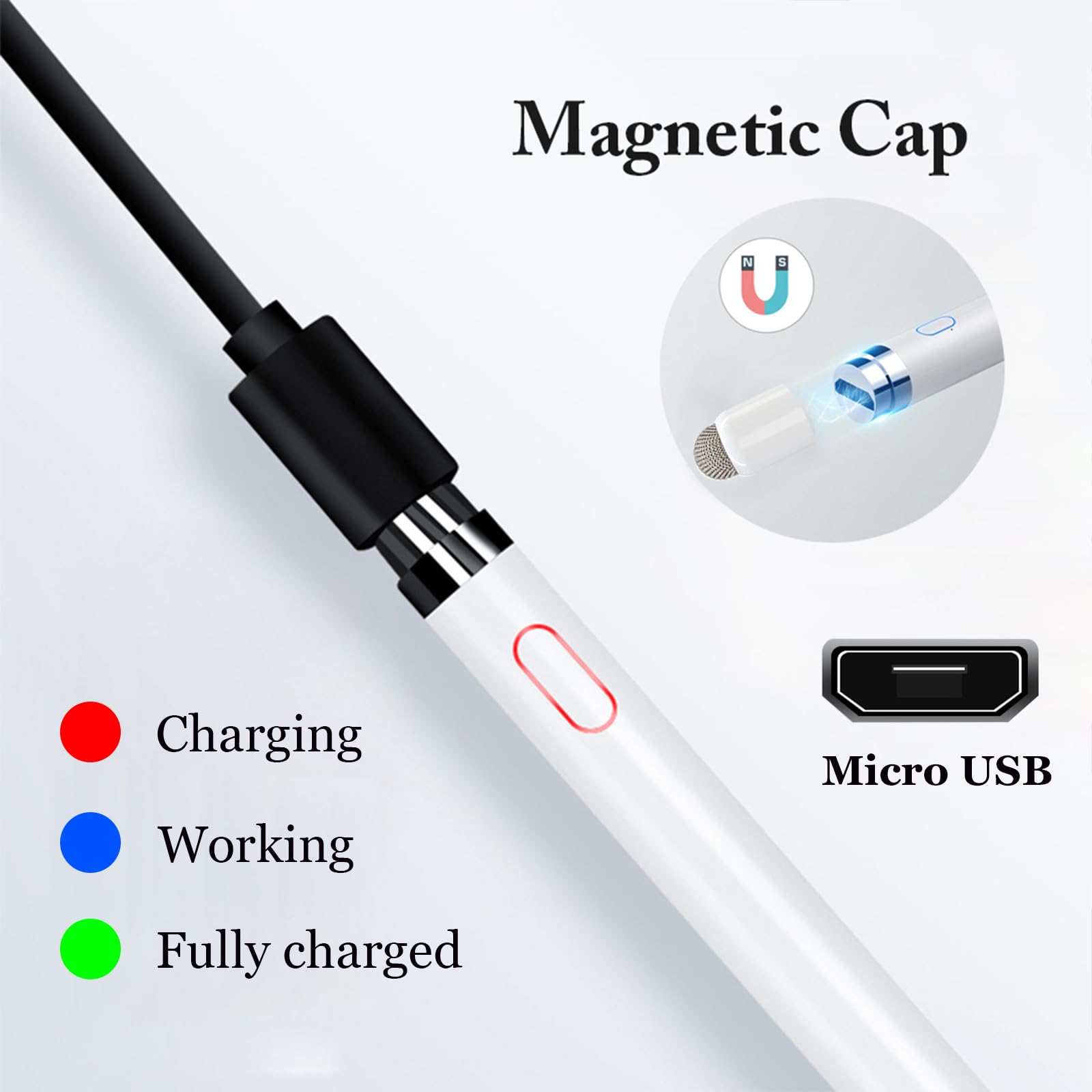 Rechargeable Active Stylus Pen for iPad, iPhone, Samsung & Android Tablets - Universal Touch Screen Digital Pencil for Drawing, Note-Taking & Professional Work (iPad Air/Pro/Mini, Lenovo Compatible) - Perfect for Artists, Students & Office Use