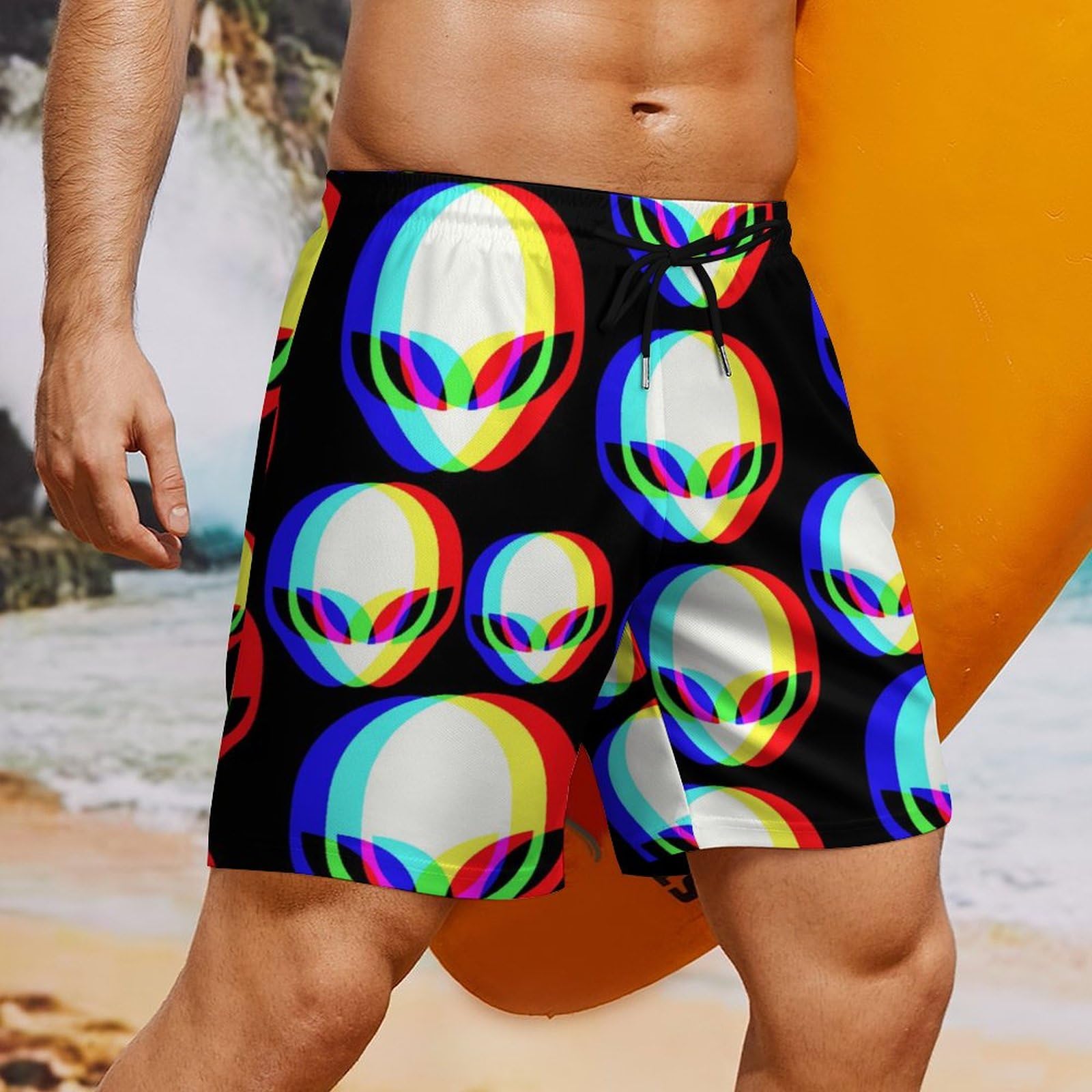 NiYoung Men's Big & Tall Cargo Shorts - Quick-Dry Board Shorts with Pockets & Elastic Waistband - Perfect for Swimming, Beach, Gym & Outdoor Activities