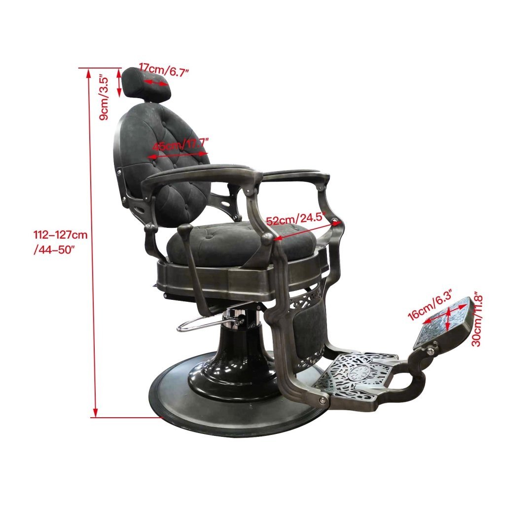 Vintage Barber Chair for Salon - Matte Gun Grey Styling Chair BC511 | Professional Haircut & Shaving Chair for Home & Commercial Use