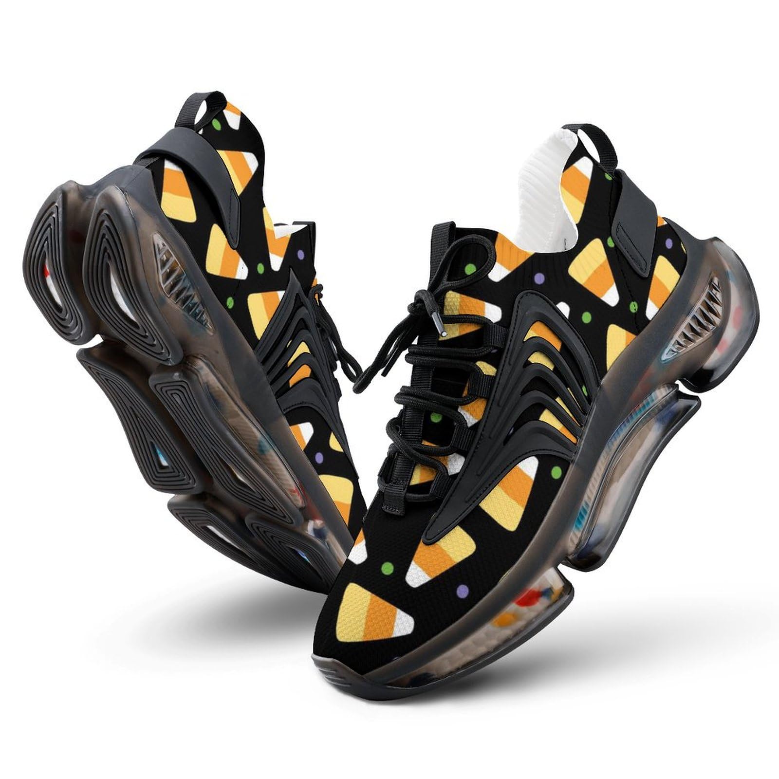 Halloween Candy Corn Pattern Men's Running Shoes - Lightweight Athletic Sneakers for Gym, Hiking & Sports | Festive Workout & Costume Shoes