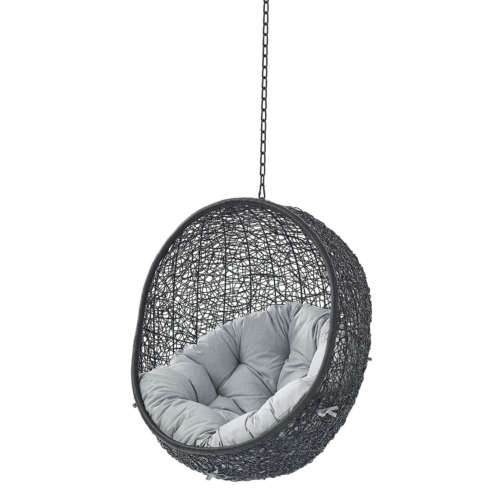 Modern Swing Lounge Chair for Outdoor Patio, Balcony, Cafe & Garden - Black & Gray Hanging Chair for Relaxing, Lounging & Reading