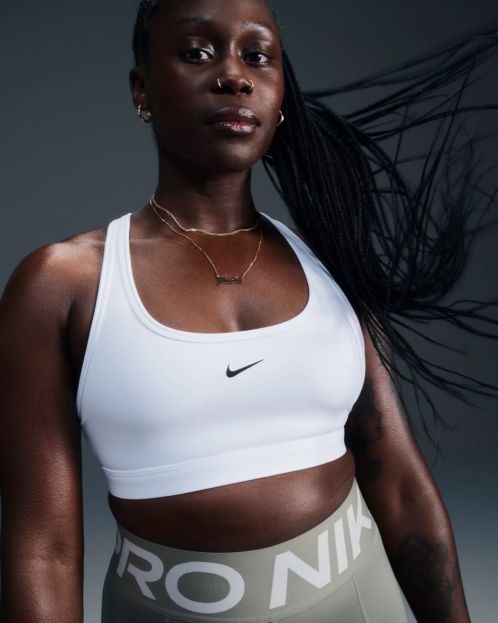 Nike Swoosh Light Support Sports Bra for Women - 100% Cotton Breathable Workout Top (White/Black) | Perfect for Yoga, Running & Gym Fitness Activities