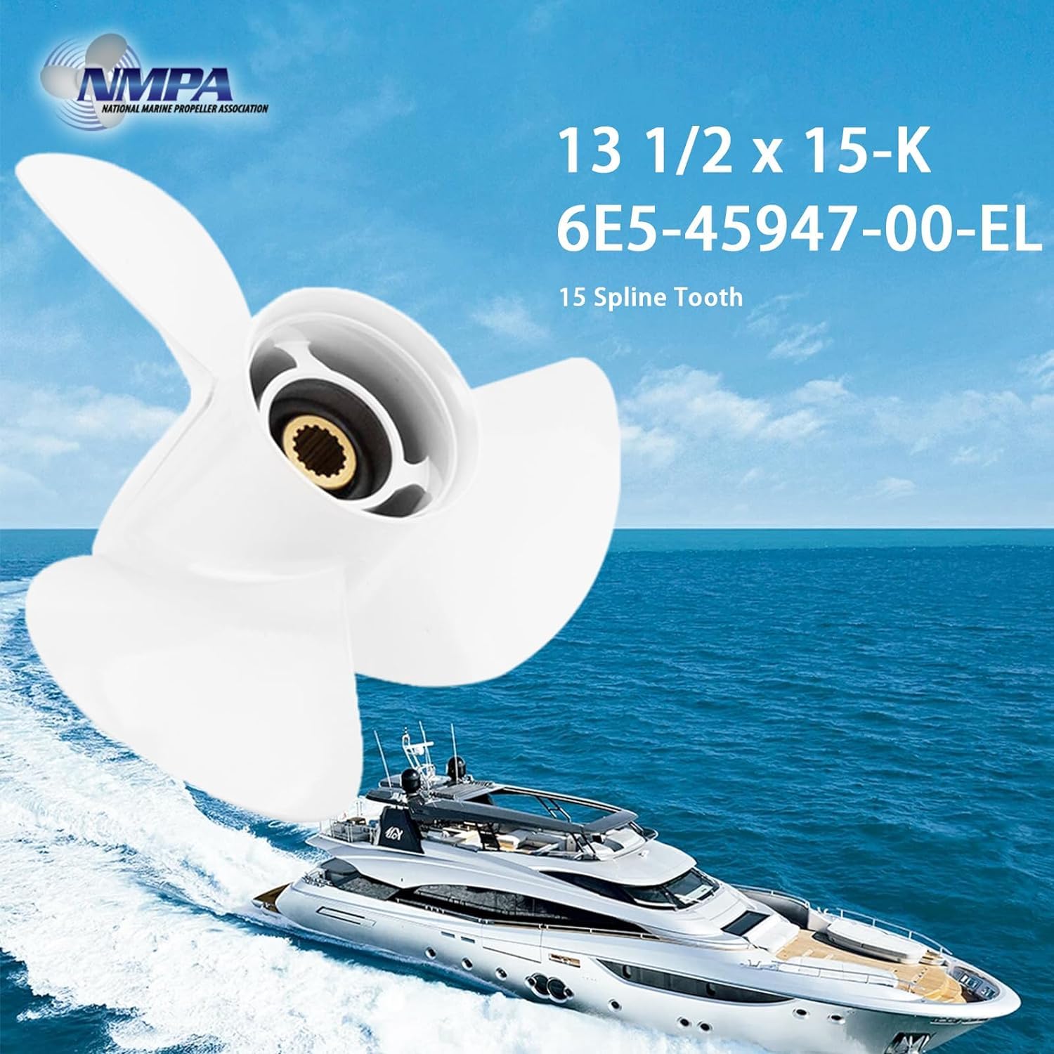 VIF Aluminum Boat Propeller for Yamaha Outboard Engines 60HP-130HP - 15 Tooth RH - High Performance Replacement for Smooth Boating & Fishing