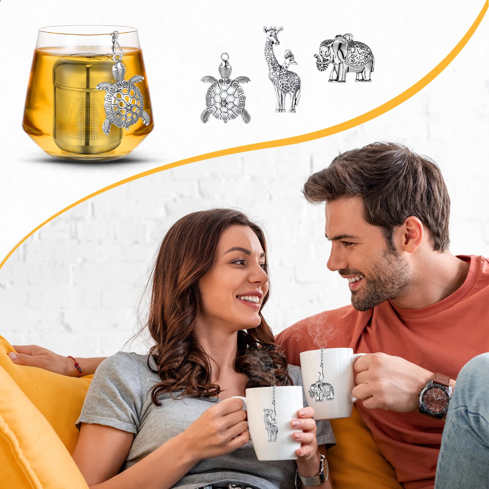 Premium 3-Piece Stainless Steel Tea Infuser Set with Mesh Strainer, Drip Trays & Pendant - Cute Style Loose Leaf Tea Steeper for Home, Office & Gifts | Perfect for Tea Lovers & Relaxation Moments
