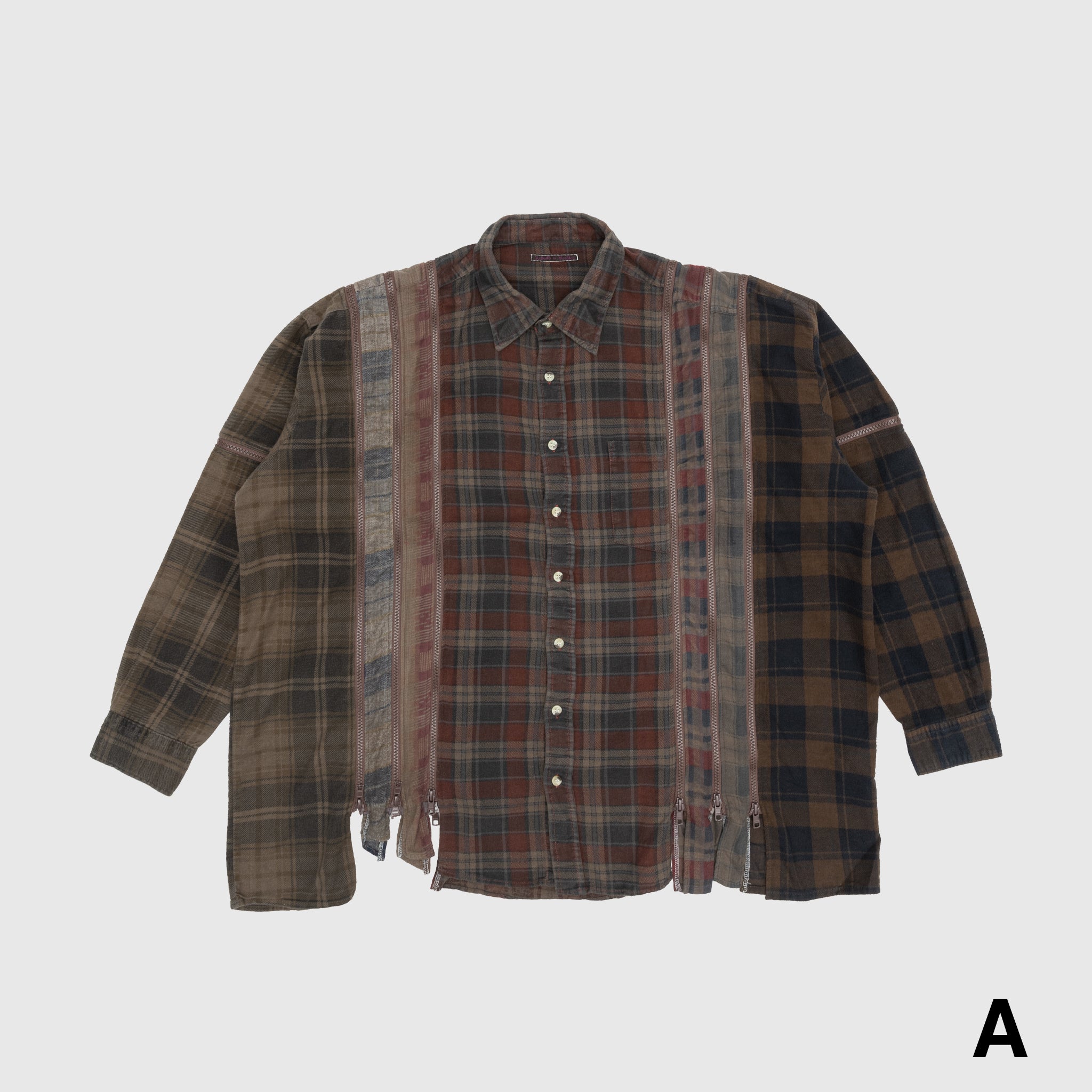 Rebuild by Needles 7 Cuts Zipped Wide Shirt - Oversized Casual Streetwear for Men | Perfect for Layering & Urban Fashion Outfits