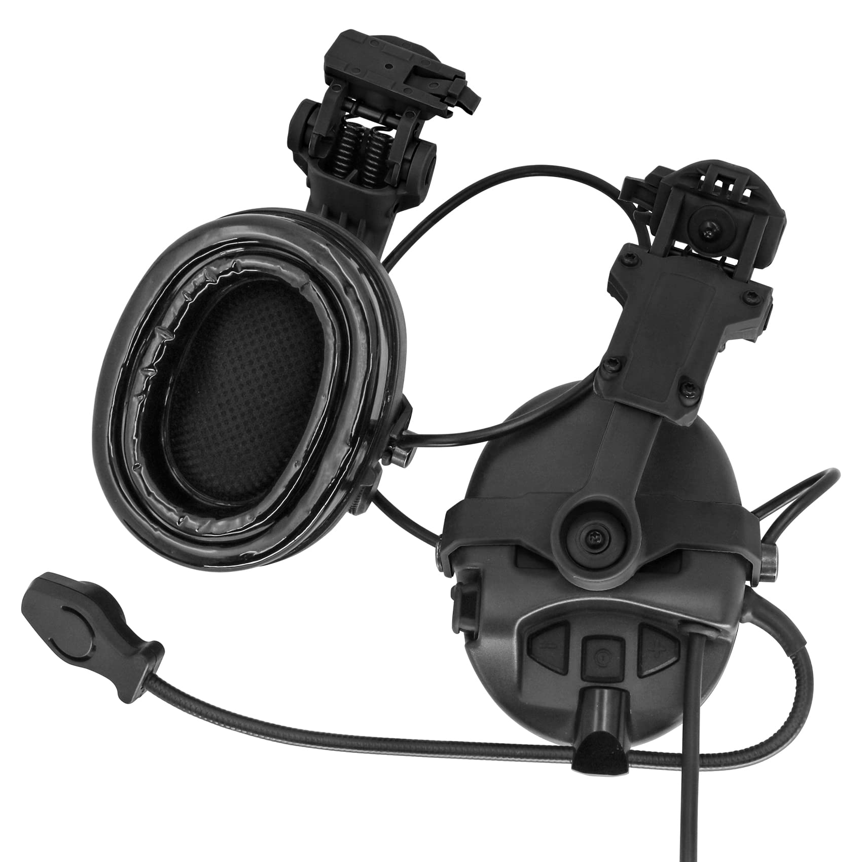 Tactical Headset with ARC Rail Adapter - Military Ear Protection Headphones for Airsoft, Shooting & Communication - Includes K 2 Pin Push to Talk (Black) - Perfect for Combat Training, Hunting & Outdoor Adventures