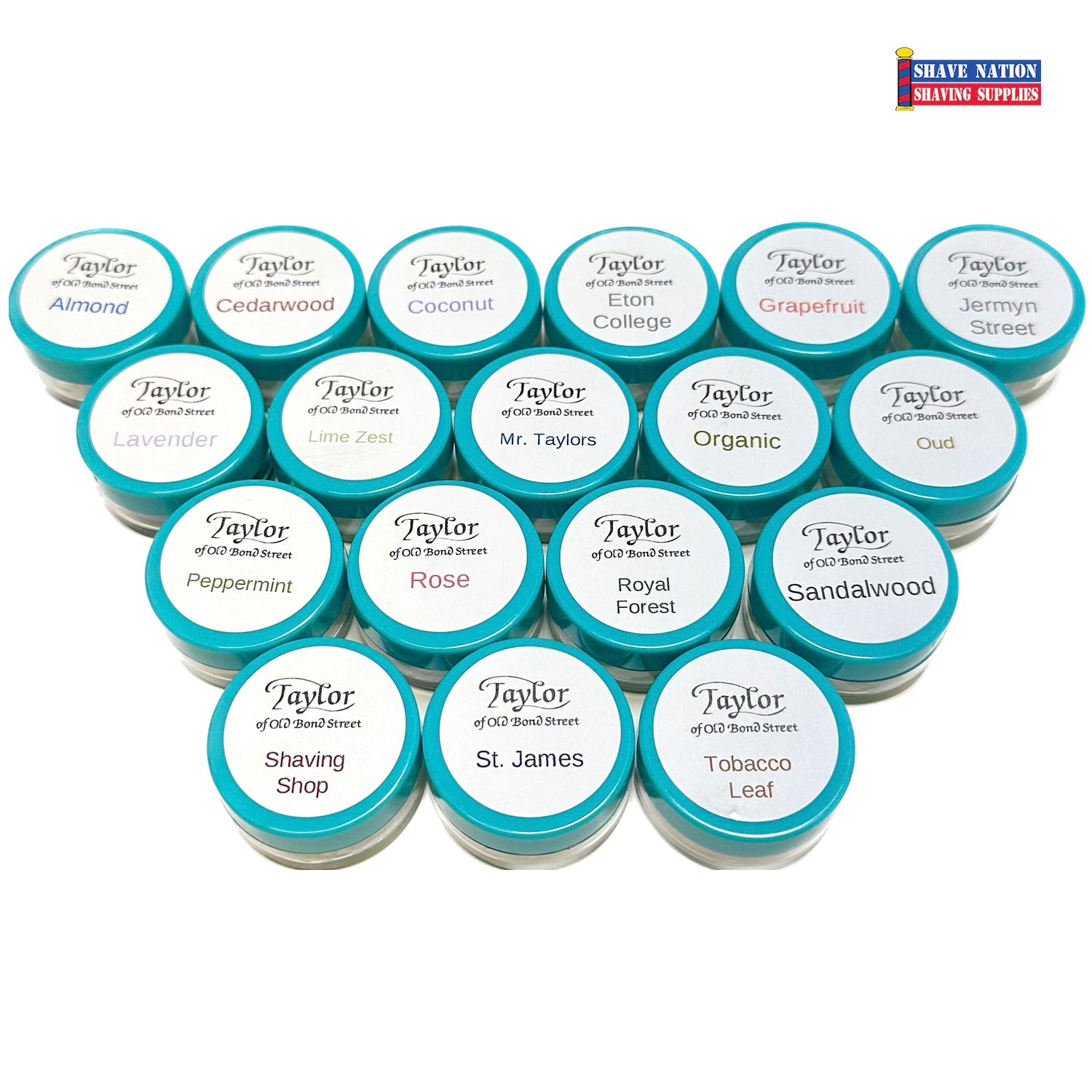 Taylor of Old Bond Street Shaving Cream Sampler - 18 Premium Fragrances for Men | Luxury Wet Shaving Experience for Sensitive Skin & Beard Care | Perfect Gift Set for Father's Day & Grooming Enthusiasts
