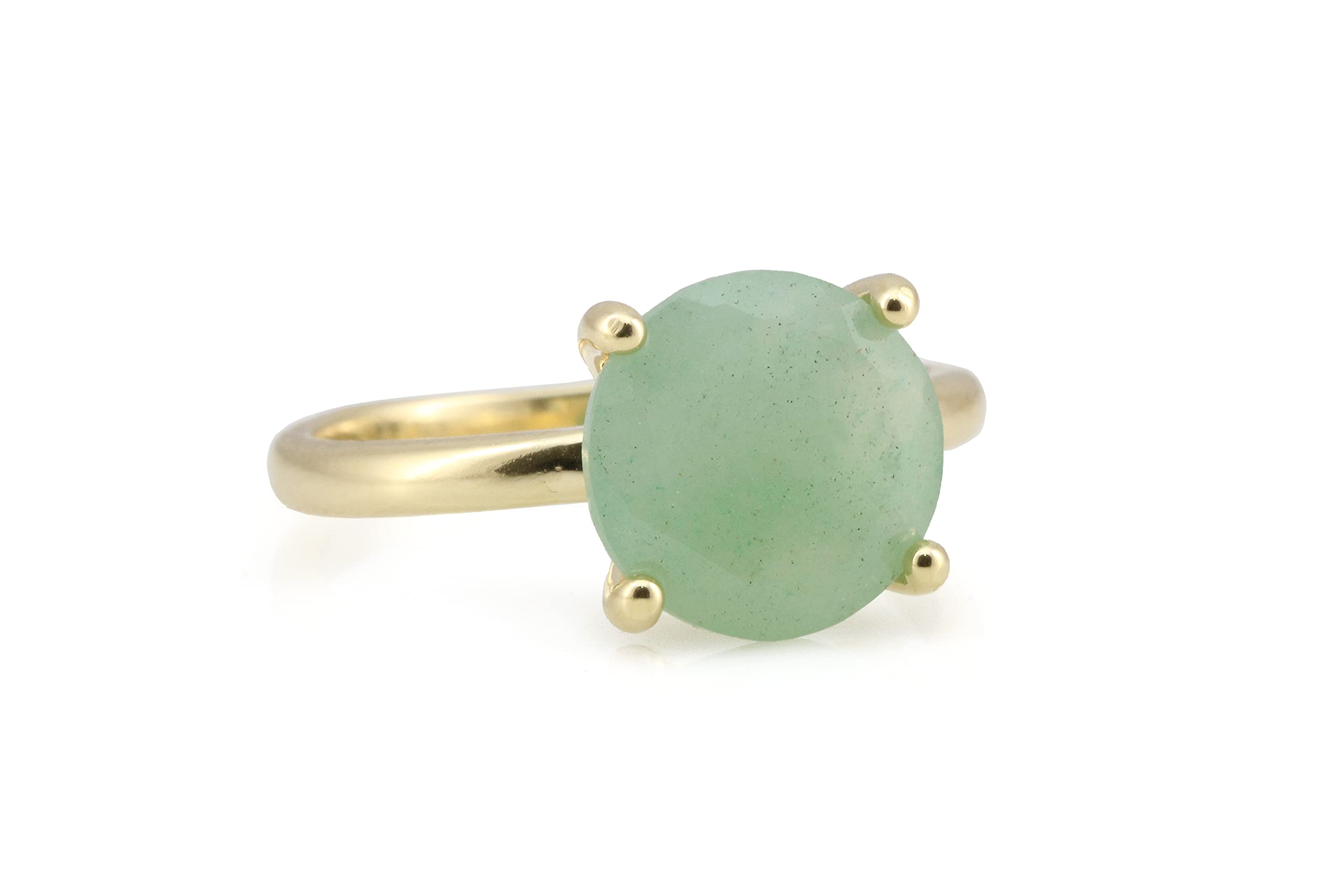 Handmade 14k Rose Gold Aventurine Stone Ring for Women | Unique Green Gemstone Jewelry | Fashion Statement & Gift with Box | Perfect for Weddings, Parties & Everyday Wear