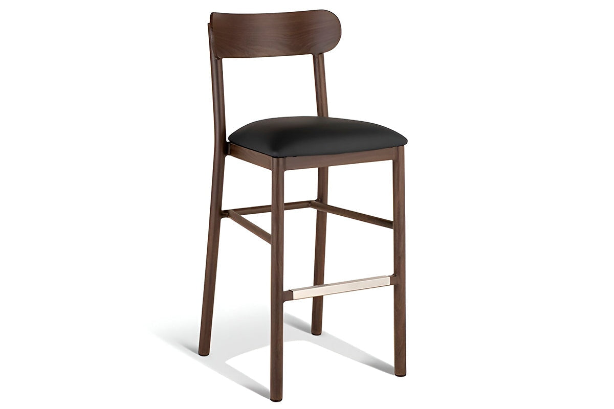 MS Hospitality Bodon Bar Stool - 29.5 Inch Seat Height, Adjustable Commercial Bar Stools for Kitchen Island, Restaurant & Home Bar - Durable Metal Frame & PU Cushion