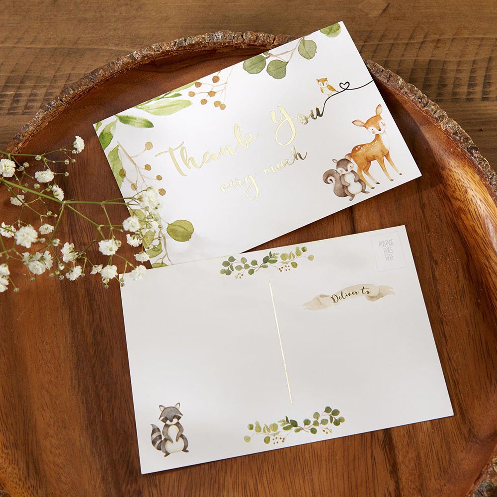 Woodland Baby Shower Invitations & Thank You Cards Set - 25-Piece Printable Baby Shower Stationery Kit - Perfect for Gender Reveal, Baby Registry & Newborn Announcements