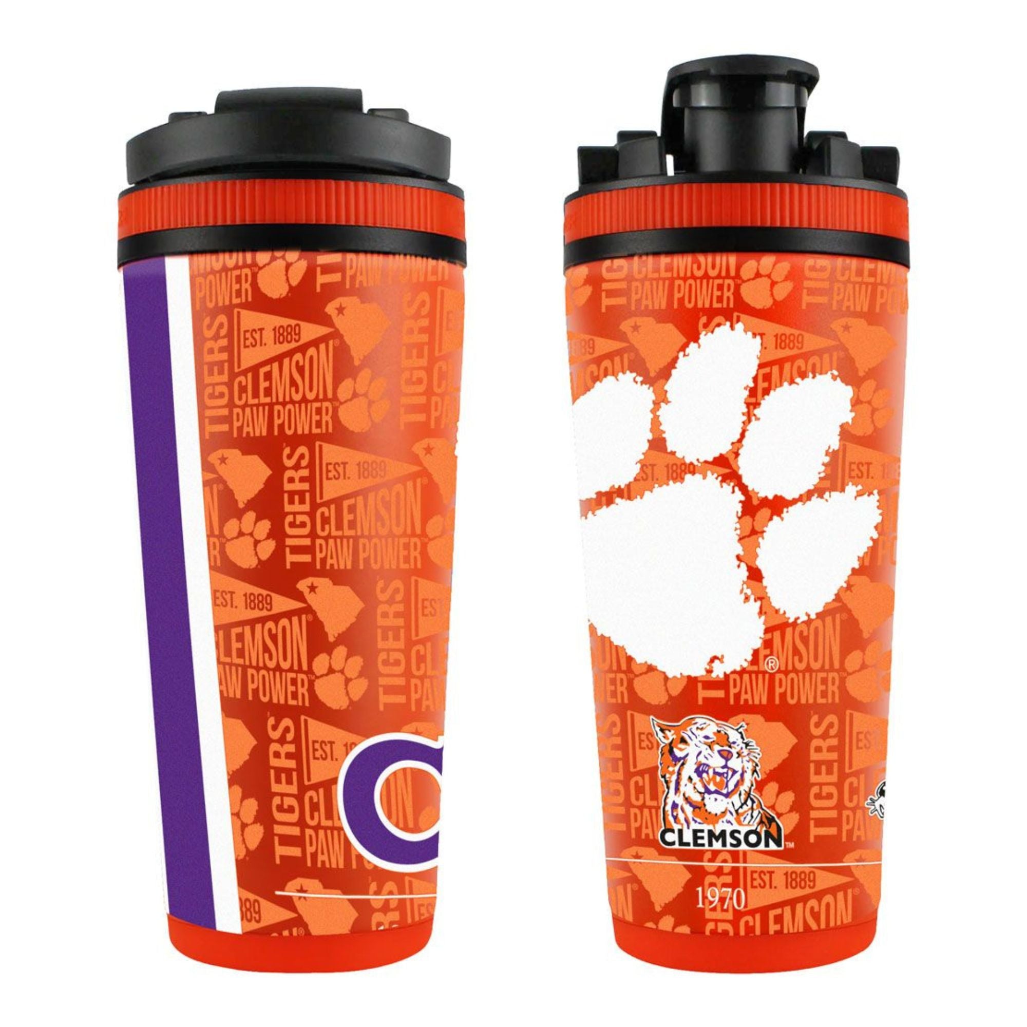 Officially Licensed Clemson University 26oz Insulated Stainless Steel Tumbler Cup - Leakproof Lid, Perfect for Coffee, Tea & Cold Drinks at School, Gym or Tailgating