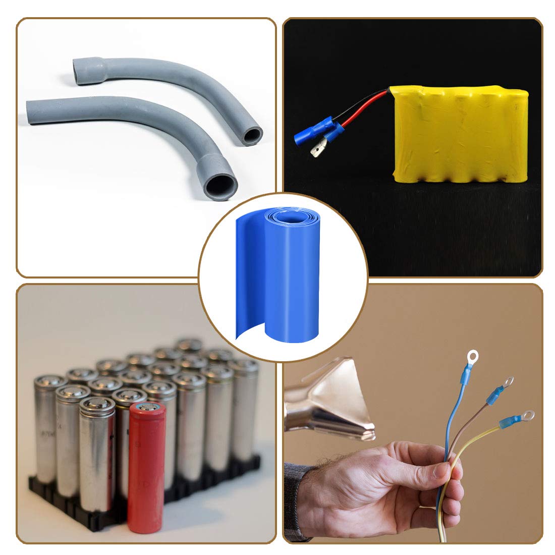 uxcell PVC Heat Shrink Tube - 115mm Flat Width, 2 Meter Blue - for Dual Layer 18650 Battery Wrapping, DIY Electronics Repair & Cable Insulation