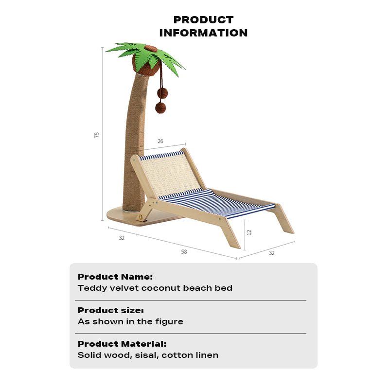 Premium Wooden Coconut Tree Cat Lounge Chair - Cozy Pet Bed for Indoor & Outdoor Use - Perfect for Cats to Relax, Play & Nap in Style