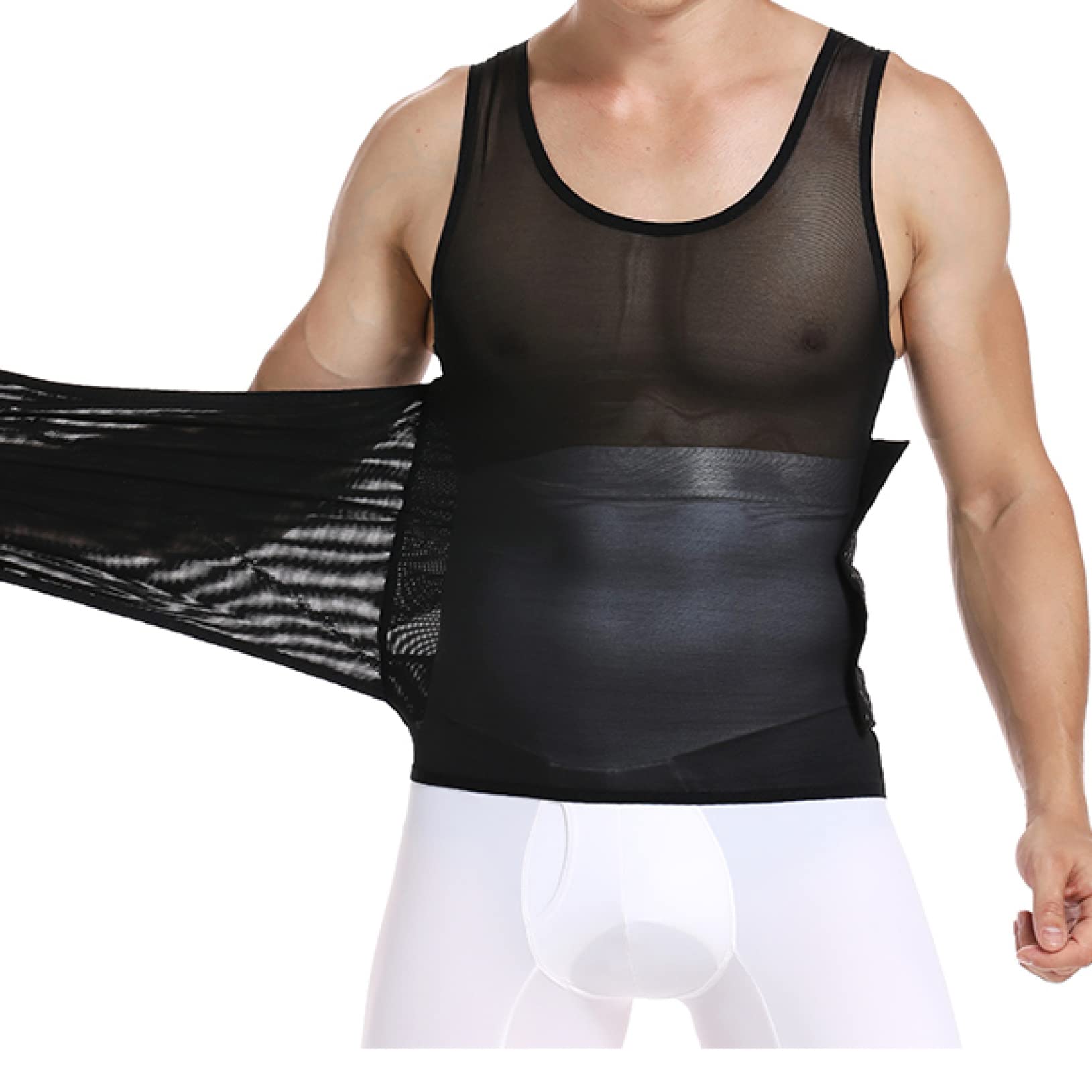 Hoxekle Men's Cool Body Shaper - Slim Waist Trimmer & Abdomen Compression Shirt - Thin Exercise Base Layer for Body Slimming - Perfect for Workouts, Gym & Everyday Wear