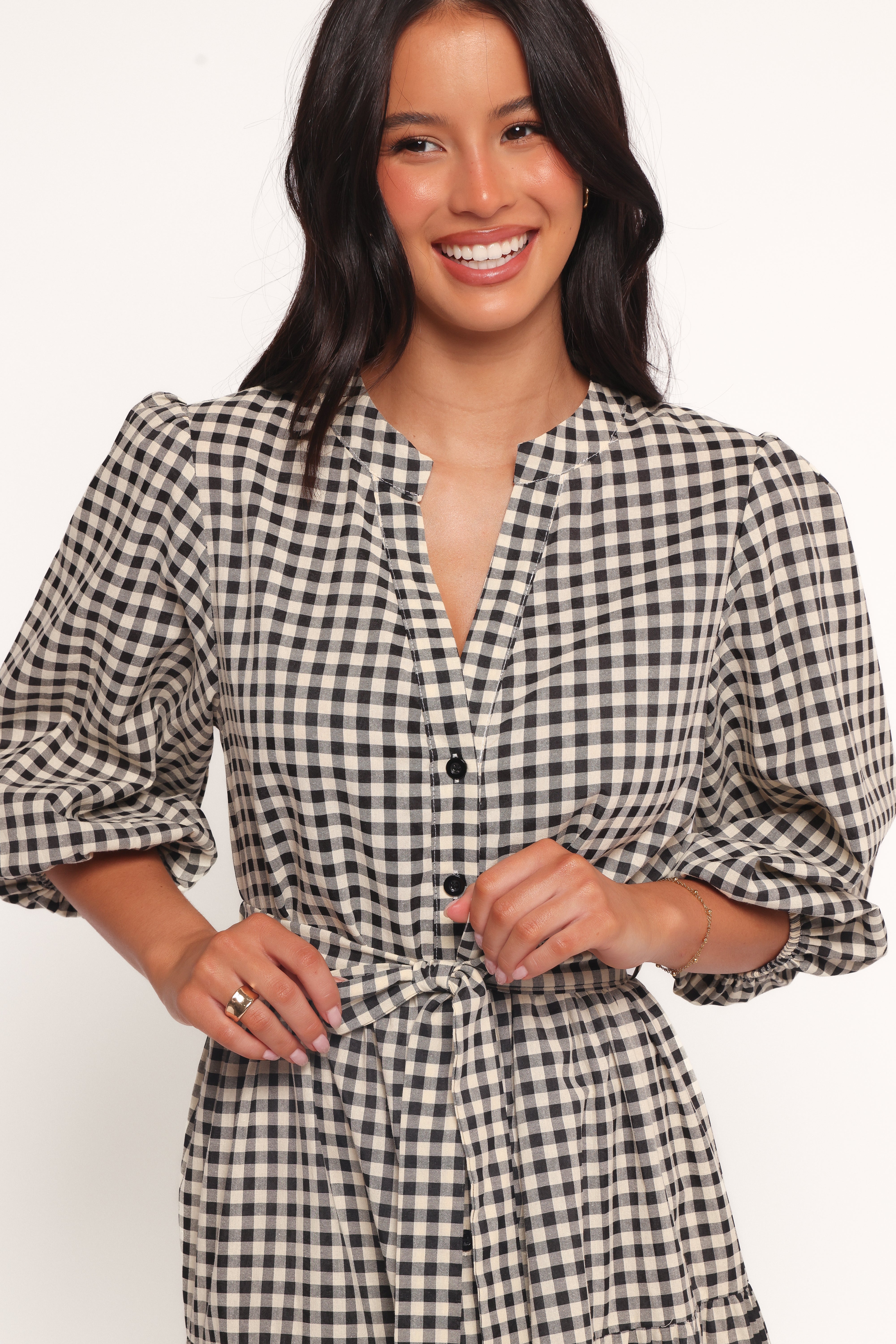 Dixon Maxi Dress - Black & Cream Gingham Print Flowy Summer Dress for Women | Perfect for Beach Vacations, Date Nights & Casual Outings
