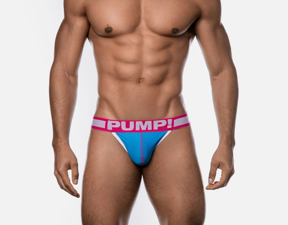 Sugar Rush Blue Mesh Jockstrap - Breathable & Comfortable PUMP! Underwear for Men - Perfect for Gym, Workout & Sports Activities