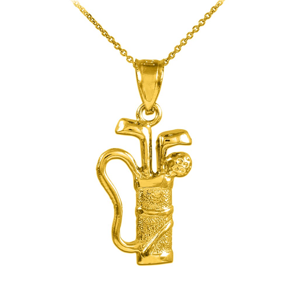 14K Yellow Gold Golf Bag Charm Pendant Necklace for Women - Elegant Sports Jewelry Gift for Golf Lovers (Perfect for Birthdays, Anniversaries & Game Day Accessories)