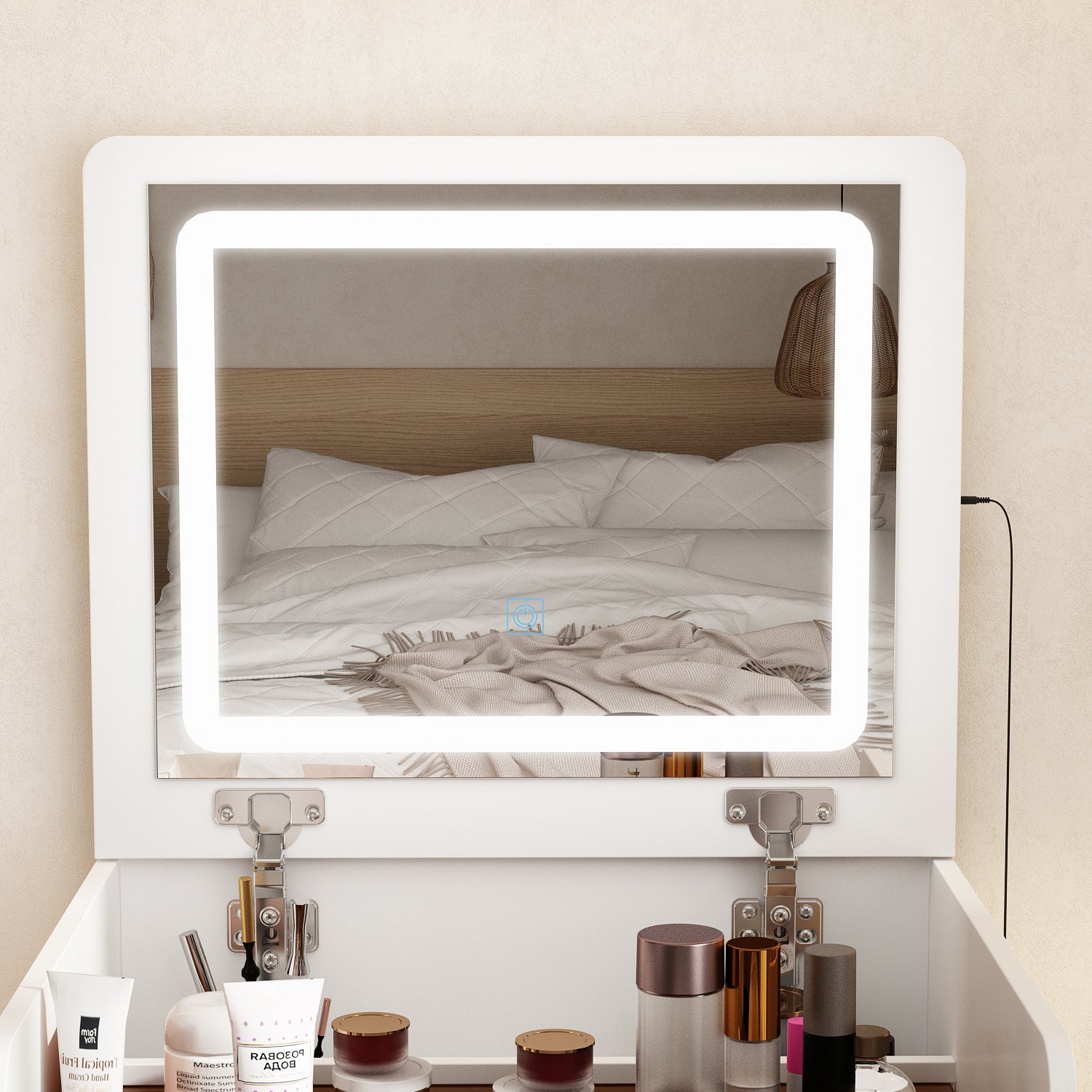 Professional Makeup Vanity Desk with LED Lights & Flip Mirror - Perfect for Home Beauty Salon, Dressing Room, and Makeup Artists