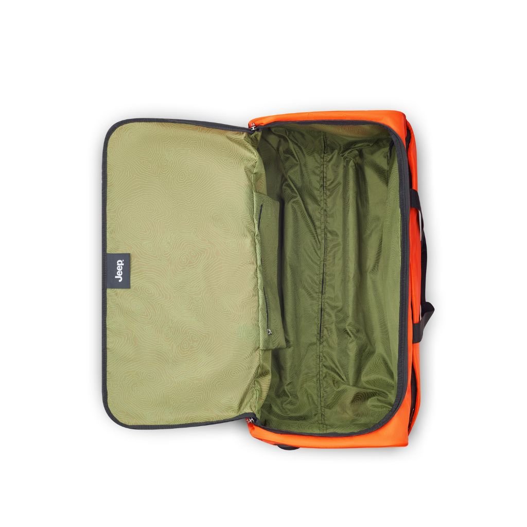 Jeep 73cm Duel Wheel Lightweight Medium Duffle Bag - Orange | Water-Resistant Travel Duffel for Gym, Sports, Camping & Weekend Getaways