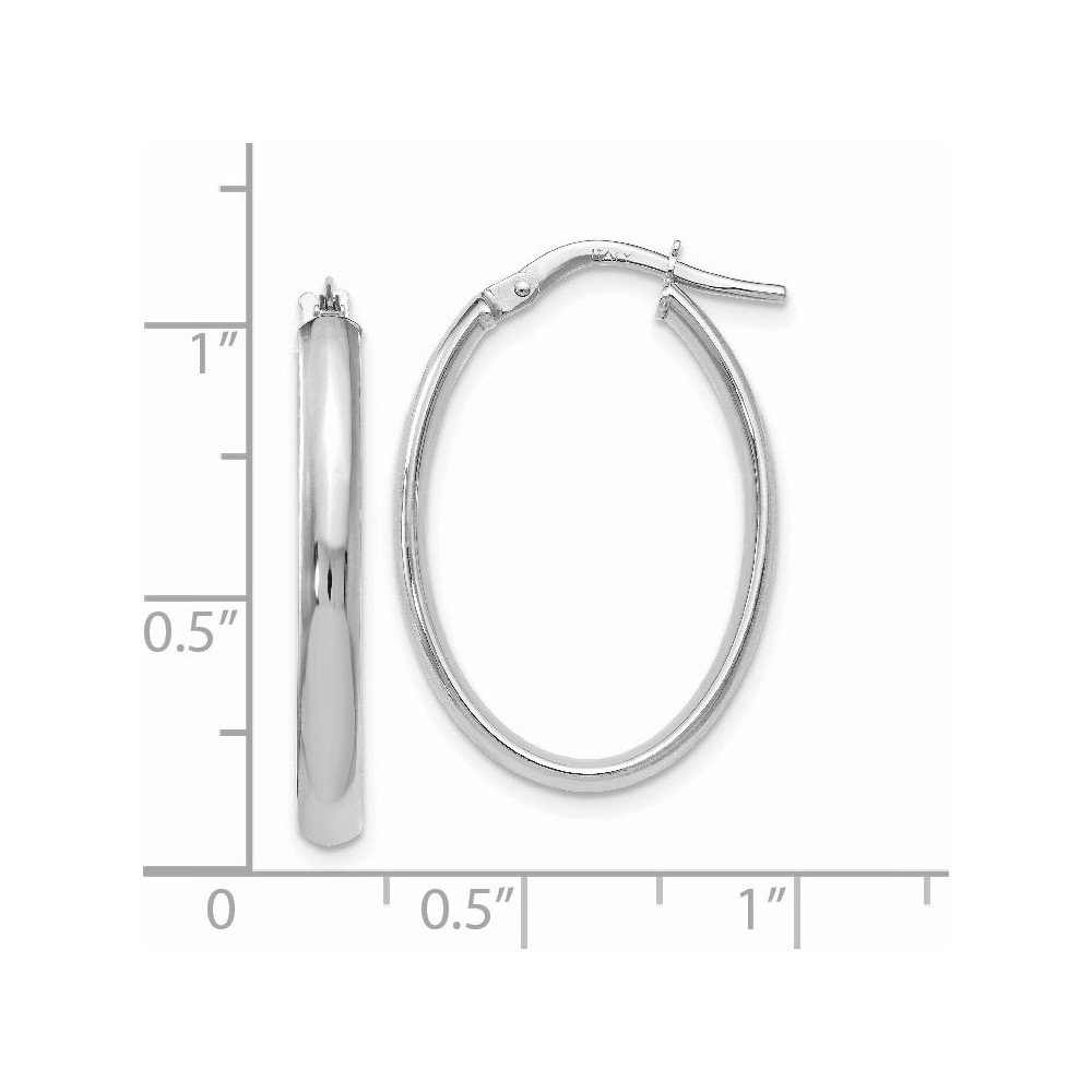 10k White Gold Polished Oval Hoop Earrings for Women - Elegant Everyday Jewelry for Work, Date Night & Special Occasions | Jewels By Lux Leslie