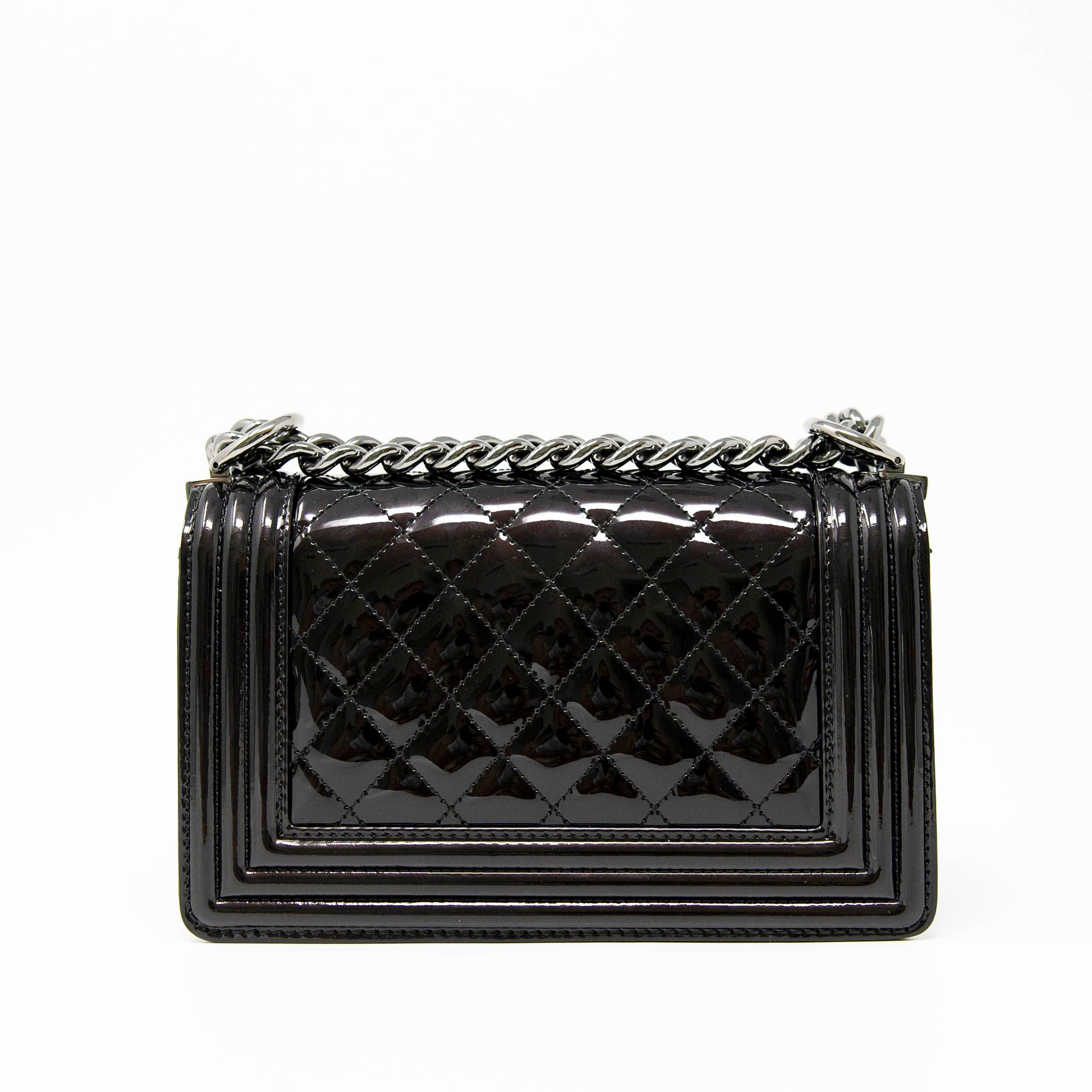Chanel Black Patent Leather Small Boy Bag - Luxury Crossbody Handbag for Women, Perfect for Parties, Dates & Special Occasions