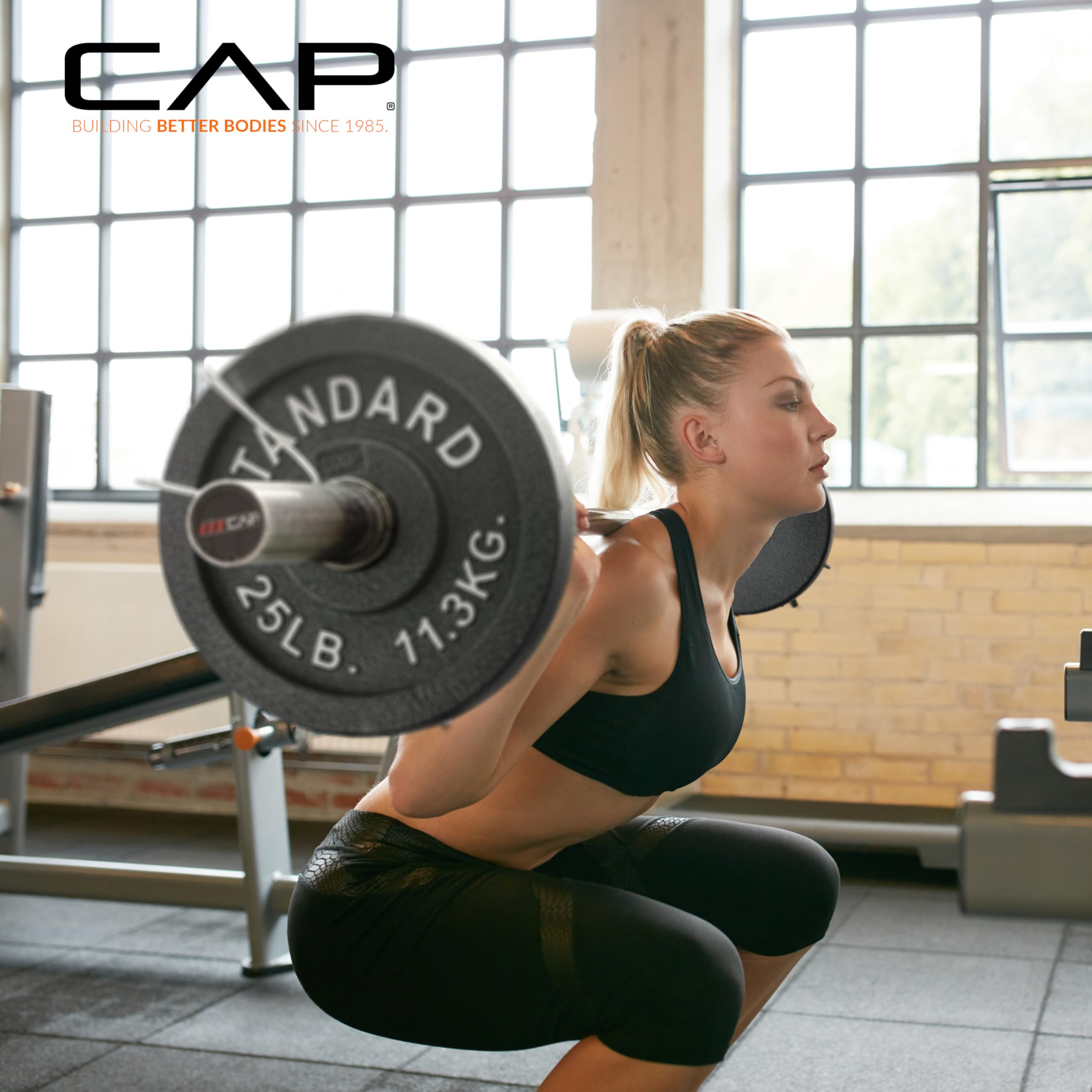 CAP Barbell Cast Iron Olympic Black Weight Plate - 2.5LB to 45LB Weight Set for Strength Training | Gym Equipment for Home & Commercial Use | Perfect for Weightlifting, CrossFit & Powerlifting Workouts