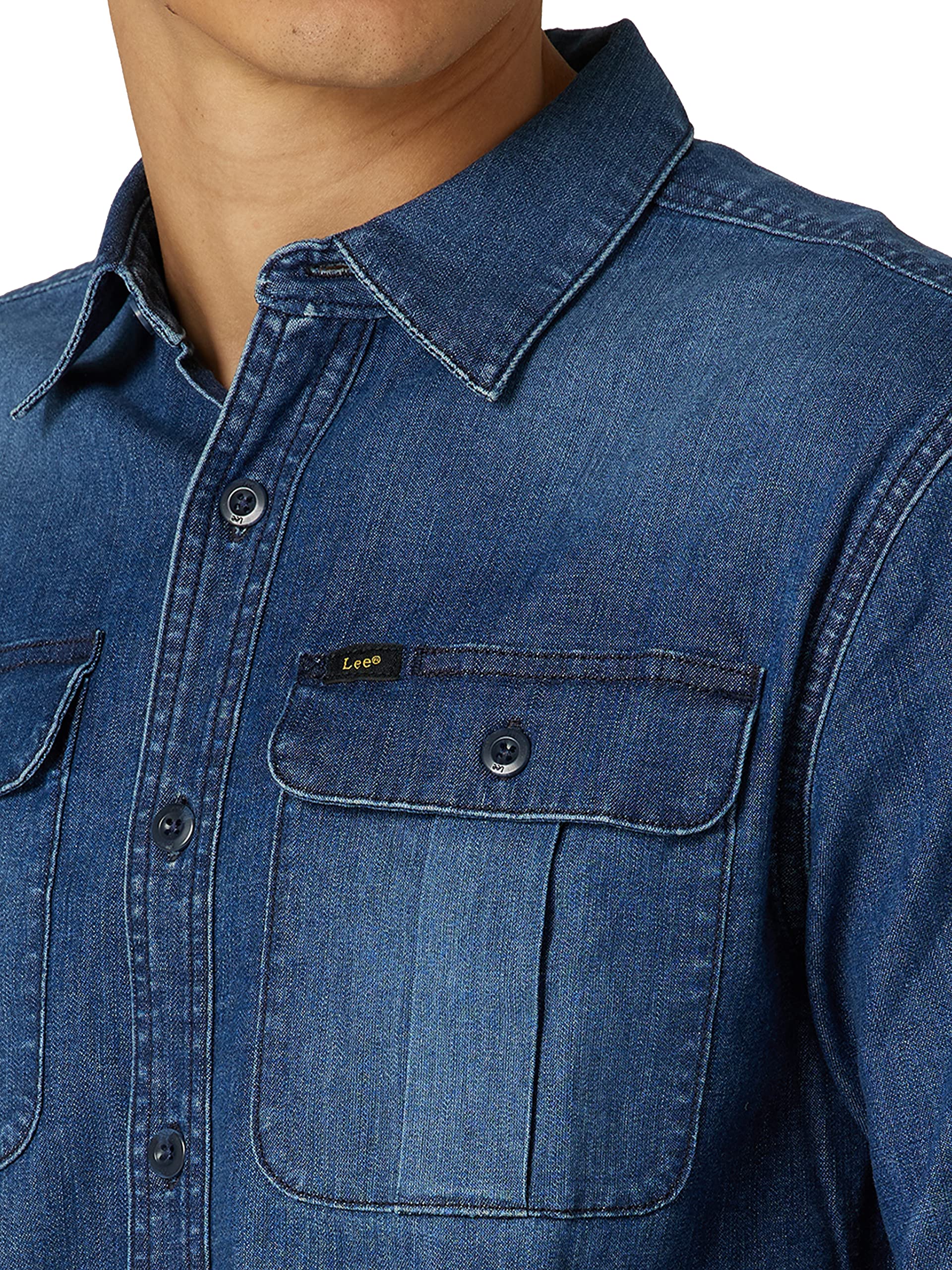 Lee Men's Extreme Motion All Purpose Long Sleeve Work Shirt - Durable Button Down Shirt for Construction, Landscaping & Outdoor Work - Comfortable & Flexible for All-Day Wear