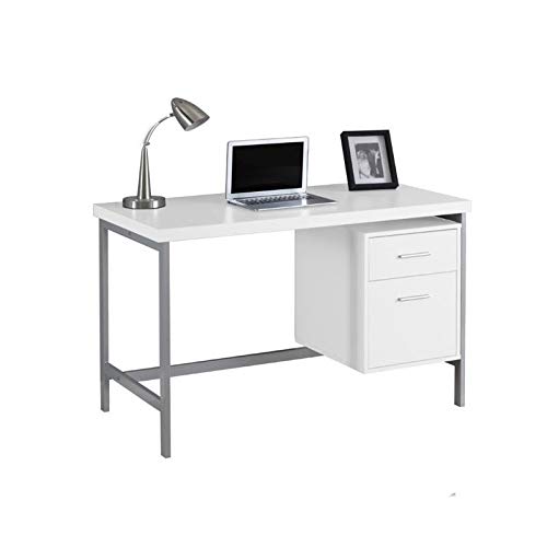 Scranton & Co 48 Inch White Metal Computer Desk - Home Office Desk with Sturdy Frame, Perfect for Work, Gaming & Study Spaces