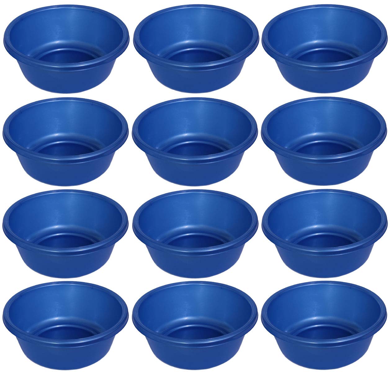 YBM HOME 7 Quart Round Plastic Wash Basin - Blue (12 Pack) | Durable Laundry & Kitchen Utility Tub for Clothes, Dishes & Household Cleaning