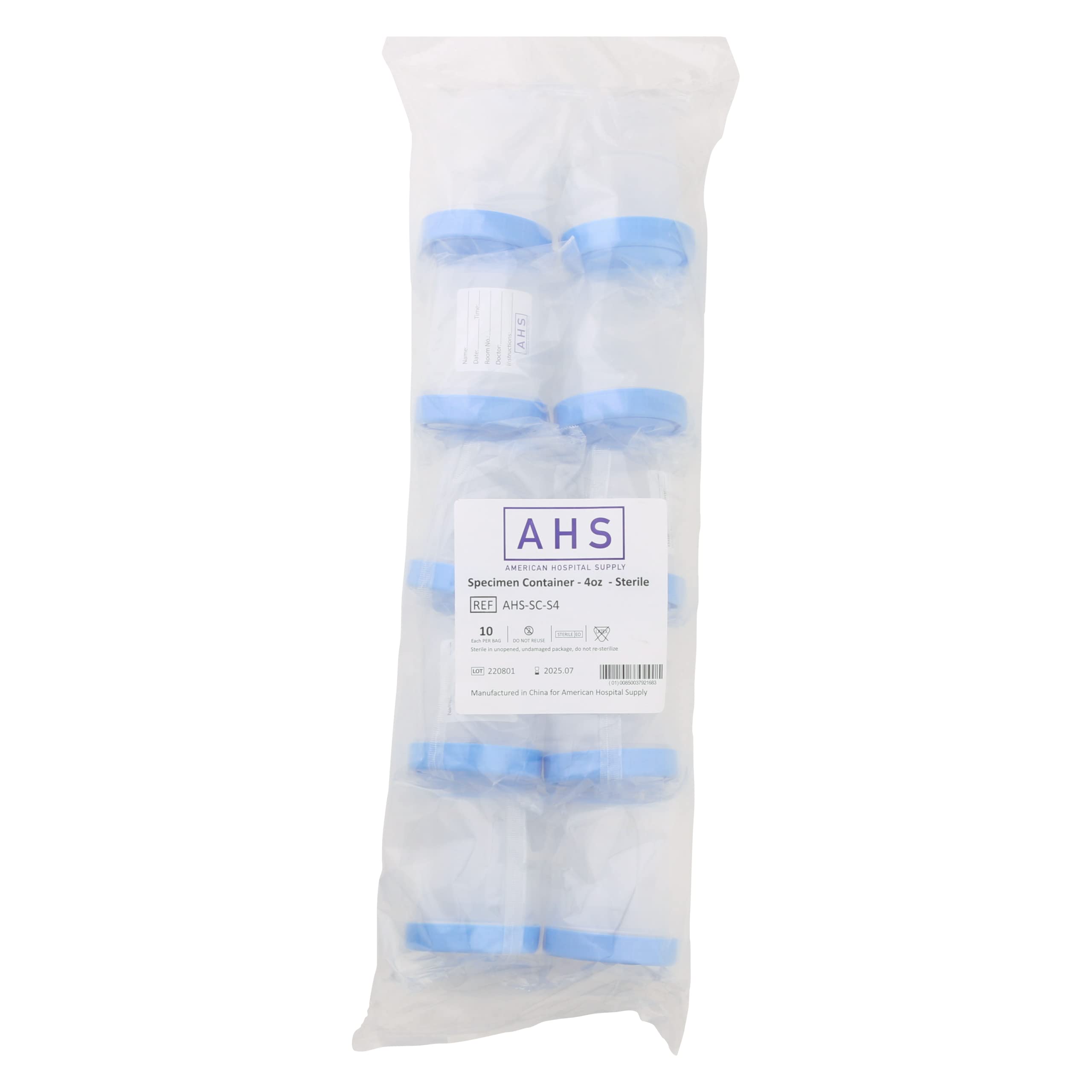 AHS Sterile Urine Specimen Cups with Leak-Proof Lids - 4oz Disposable Medical Sample Containers (Pack of 10) | Ideal for Hospital, Clinic & Home Urine Tests | BPA-Free & Single-Use Medical Supplies