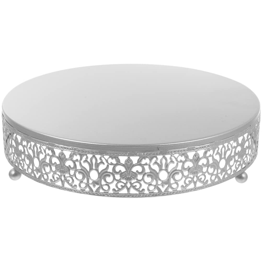 Zerodeko 8-Inch Round Metal Cake Stand with Lace Hollow Design - Elegant Silver Dessert Display Stand for Cupcakes, Cakes & Pastries - Perfect for Wedding, Birthday Party & Tabletop Decoration Centerpiece