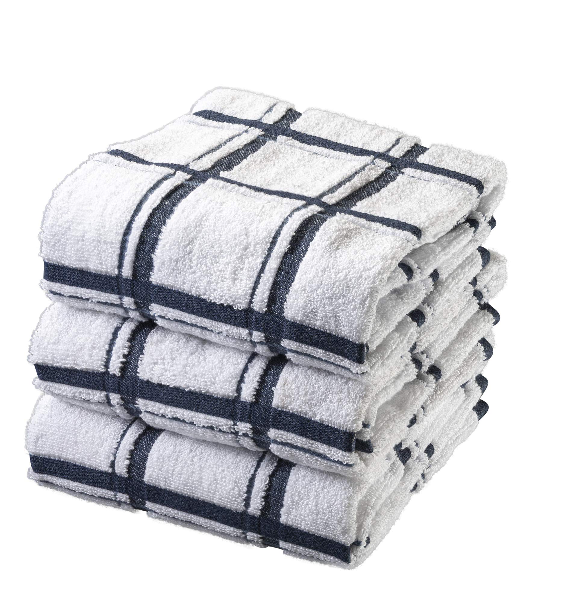 Premium XLNT Blue Large Kitchen Towels (3 Pack) - 100% Cotton Dish Towels | 20