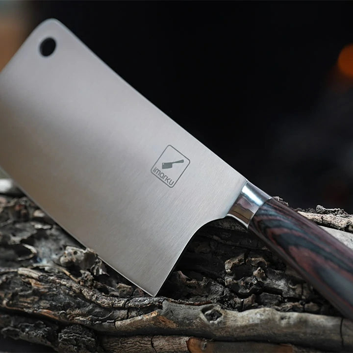 IMARKU 7-Inch Cleaver Knife - High Carbon Stainless Steel Meat Cleaver for Chopping, Slicing, and Dicing - Perfect for Butchers, Chefs, and Home Cooking - Heavy Duty Kitchen Knife for Meat, Vegetables, and Bones