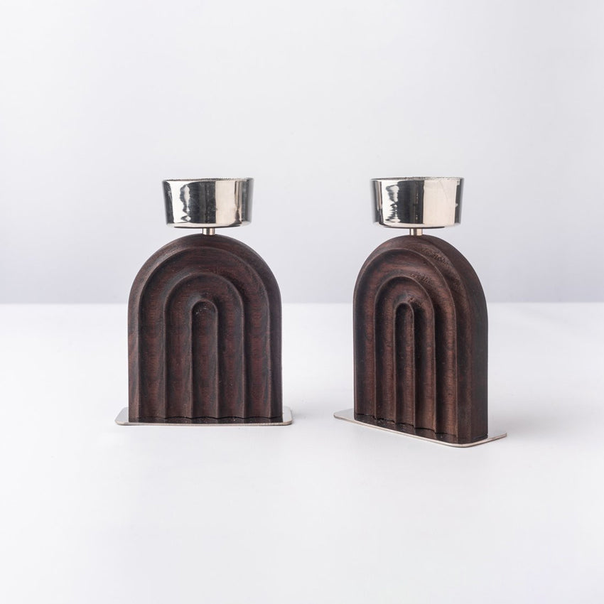 CDMX Design Bruci Arco Candle Holders Set of 2 - Modern Metal Candle Stands for Home Decor, Wedding Centerpieces & Romantic Dinner Ambiance