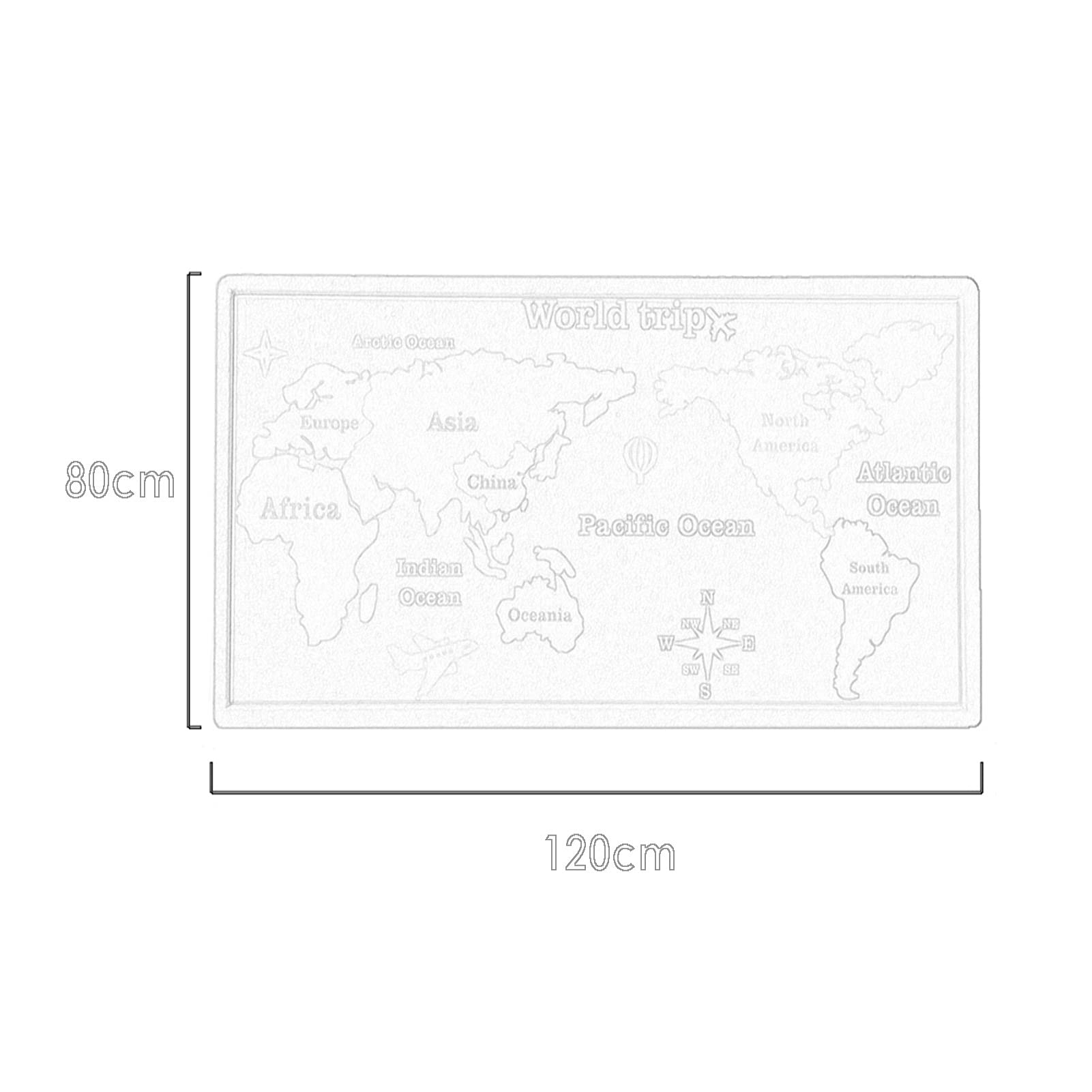 World Travel Map Felt Bulletin Board with Push Pins - 120x80cm Gray Corkboard for Home, Office & School Decor - Perfect for Travel Planning, Memory Displays & Wall Organization