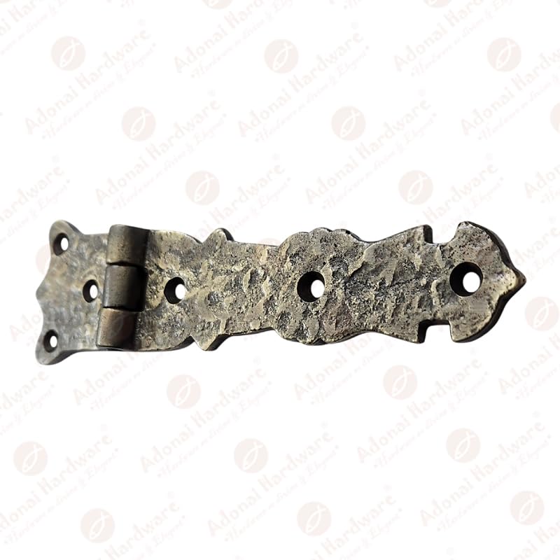 Adonai Hardware Abez Antique Cast Iron Cabinet Hinges - 5.6 Inch (20 Pack) in Antique Brass Finish - Vintage Style for Kitchen Cabinets, Furniture & Home Restoration Projects