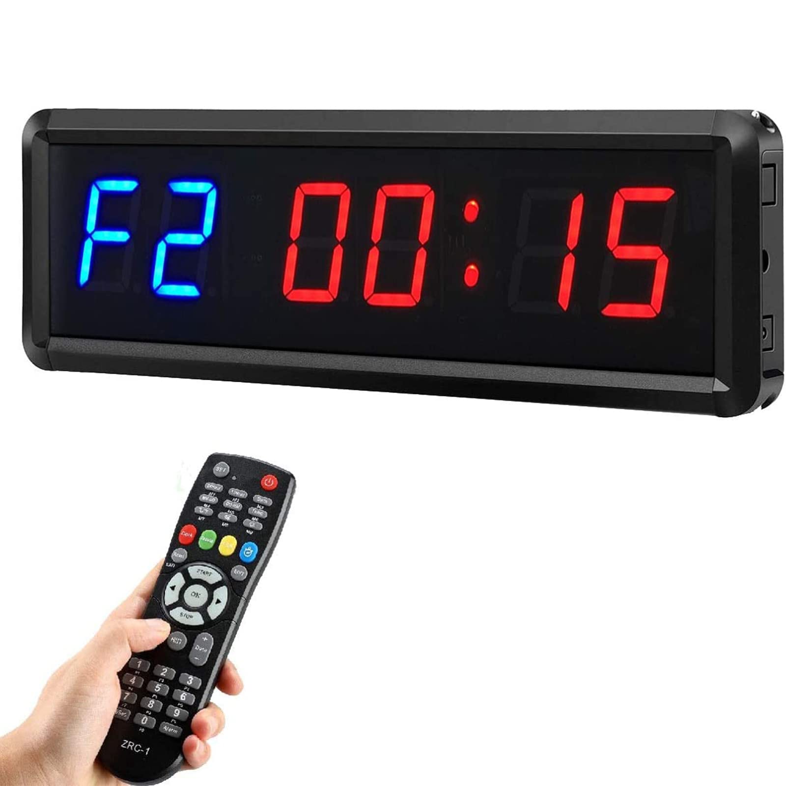 Gym Timer with Ultra-Clear LED Display - Interval Timer, Countdown/Up Stopwatch for Home & Commercial Fitness Workouts - Wall Mountable with Remote Control for CrossFit, HIIT, Boxing & Gym Training