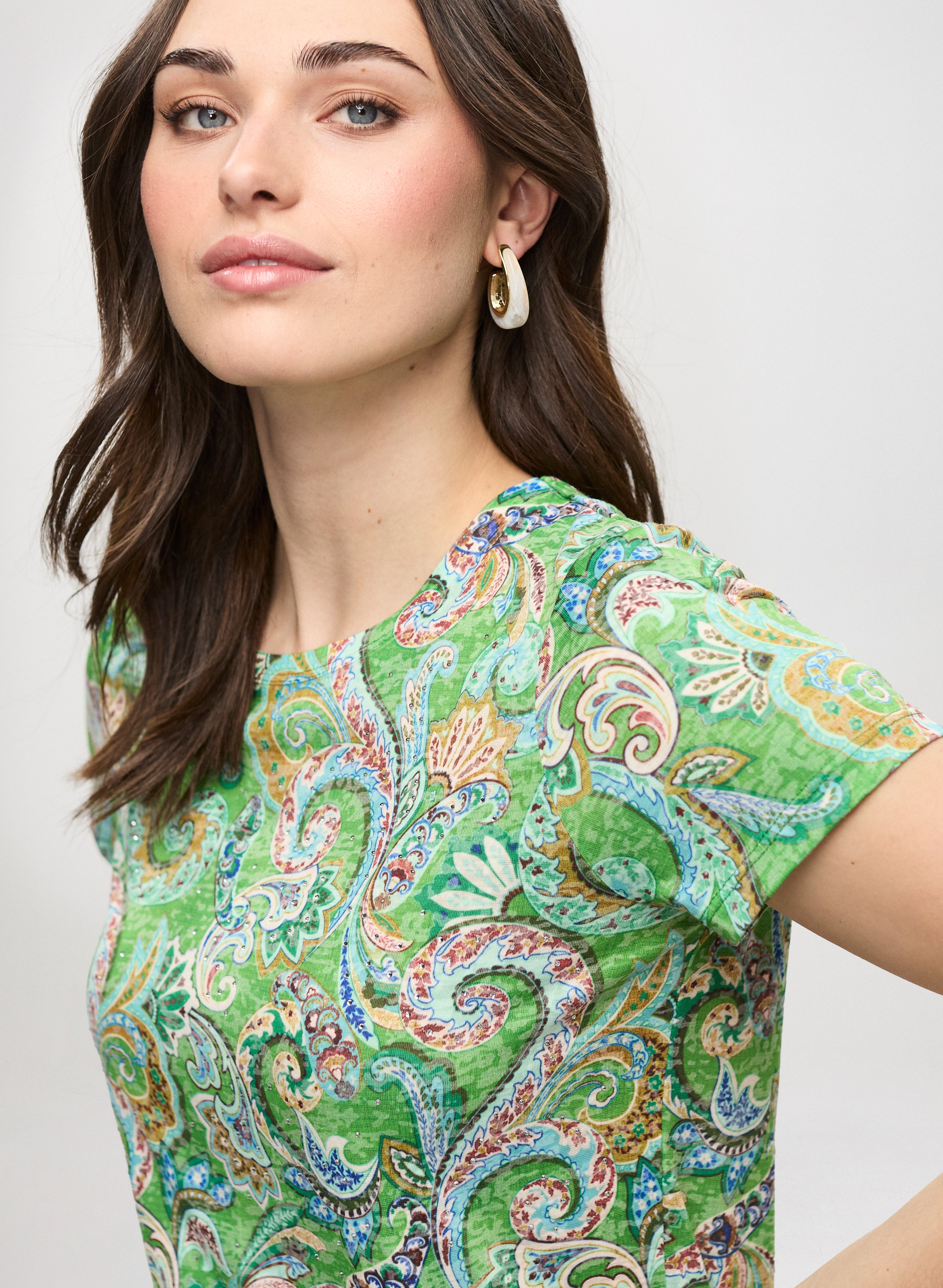 Stylish Paisley Print Drawstring Detail T-Shirt for Men & Women - Perfect for Casual Outings, Streetwear Fashion, and Everyday Comfort