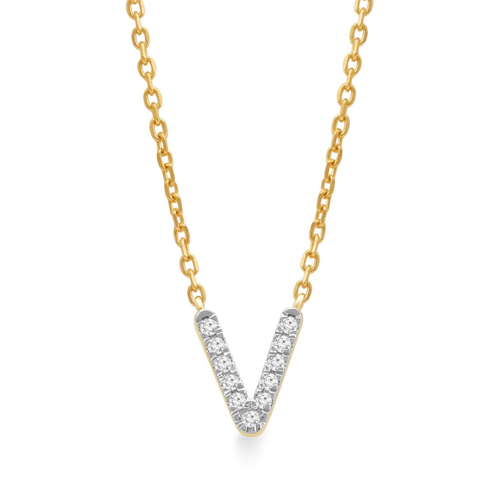 14K Yellow Gold Diamond Initial Charm Necklace - Personalized Classic Jewelry for Women | Perfect Gift for Birthday, Anniversary & Valentine's Day