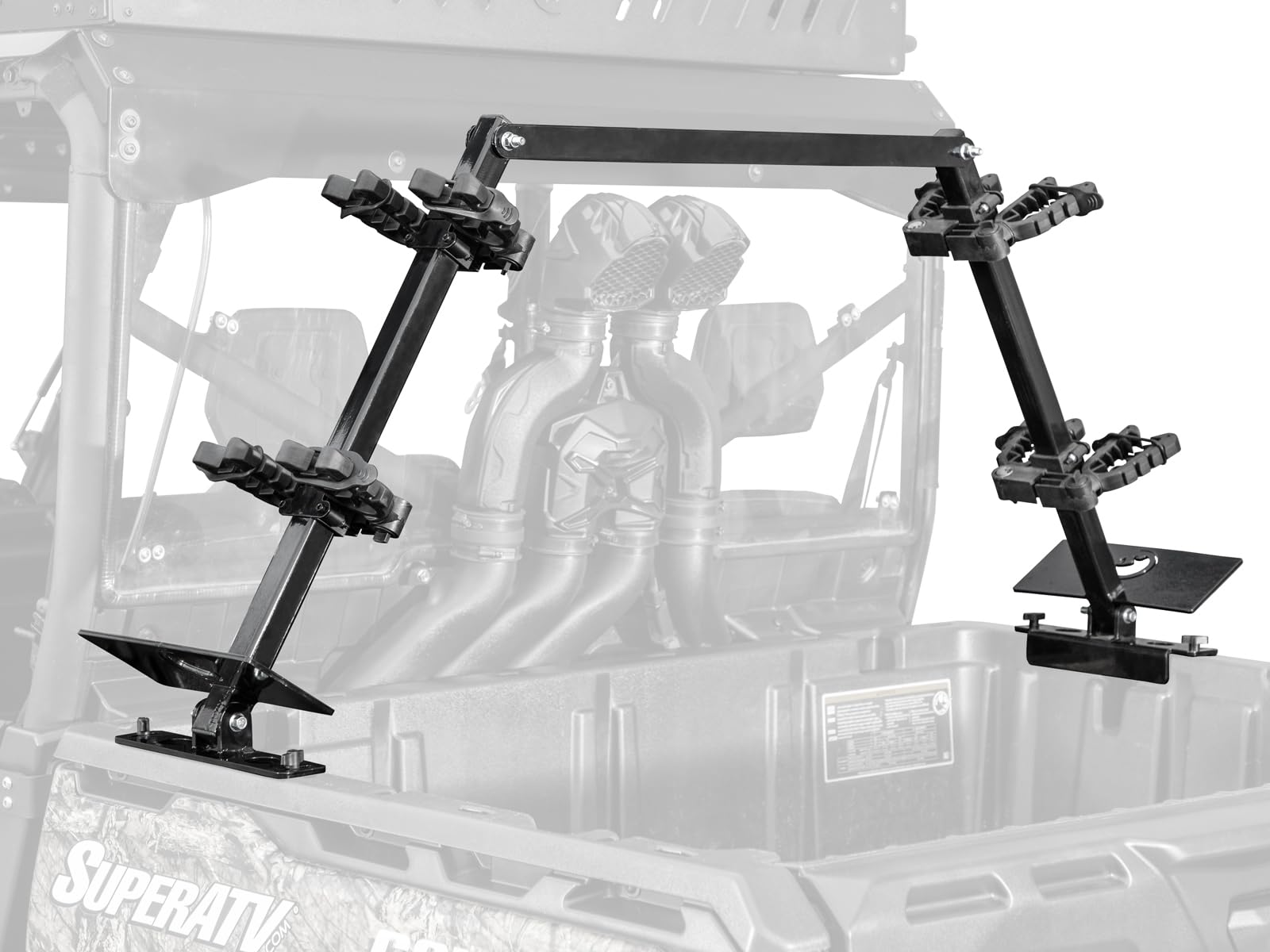 Polaris Ranger In-Bed Gun Rack by SuperATV - Heavy Duty Truck Bed Rifle Holder for Hunting & Off-Roading | Secure Firearm Storage for UTVs & Side by Sides