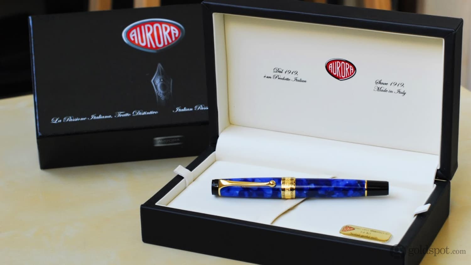 Aurora Optima Auroloide Blue Ballpoint Pen with Gold Trim - Premium Writing Instrument for Business, Gifts & Collectors
