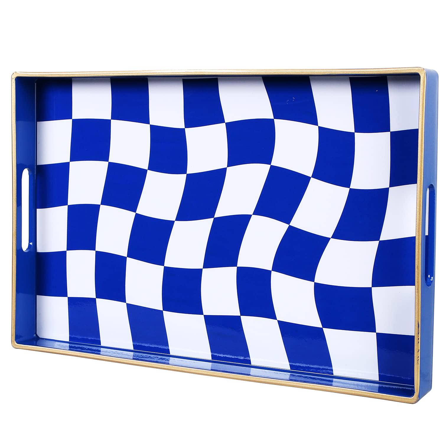 Zosenley Marble Pattern Plastic Tray with Handles - 15.6