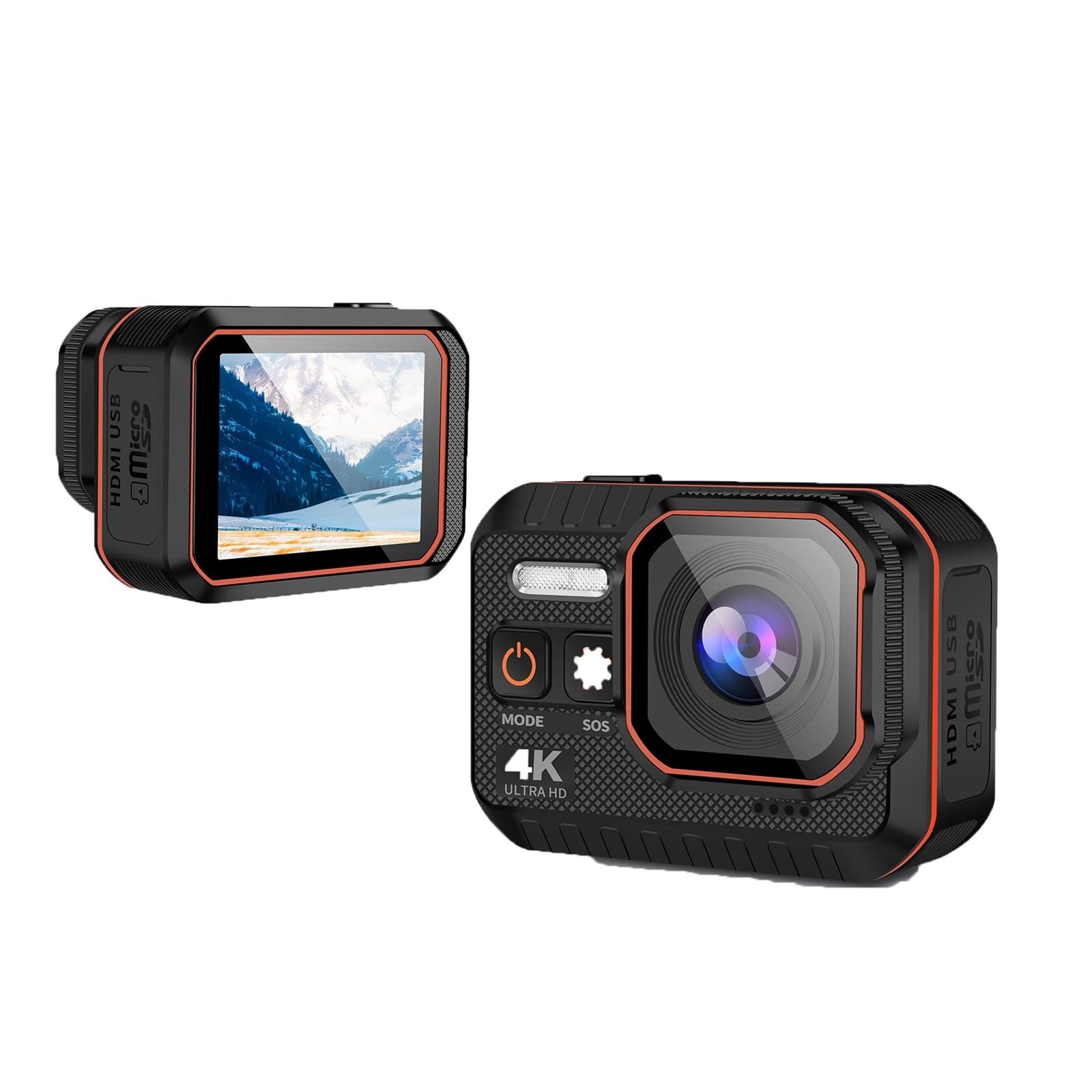 BODORME 4K Waterproof Action Camera with Remote Control & Touch Screen - 16GB TF Card Included - Ideal for Helmet Mounting, Snorkeling, Driving, and Sports Recording