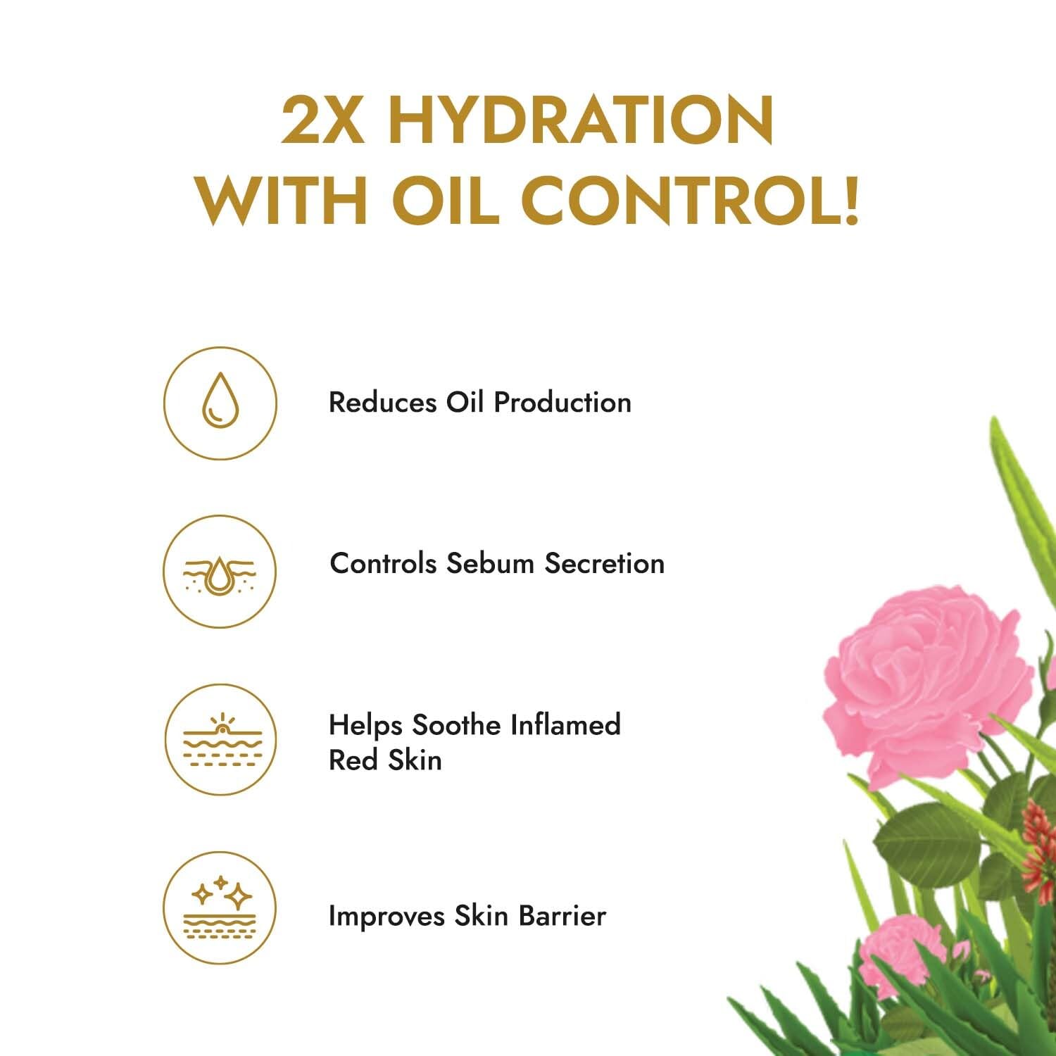 Kapiva Skin Rituals Aloe Rose Gel 200g - Soothing Aloe Vera Face Gel with Rose Actives for Glowing Hydrated Skin | Clinically Tested | Perfect for Sunburn Relief, Daily Moisturizing & Nighttime Skin Care