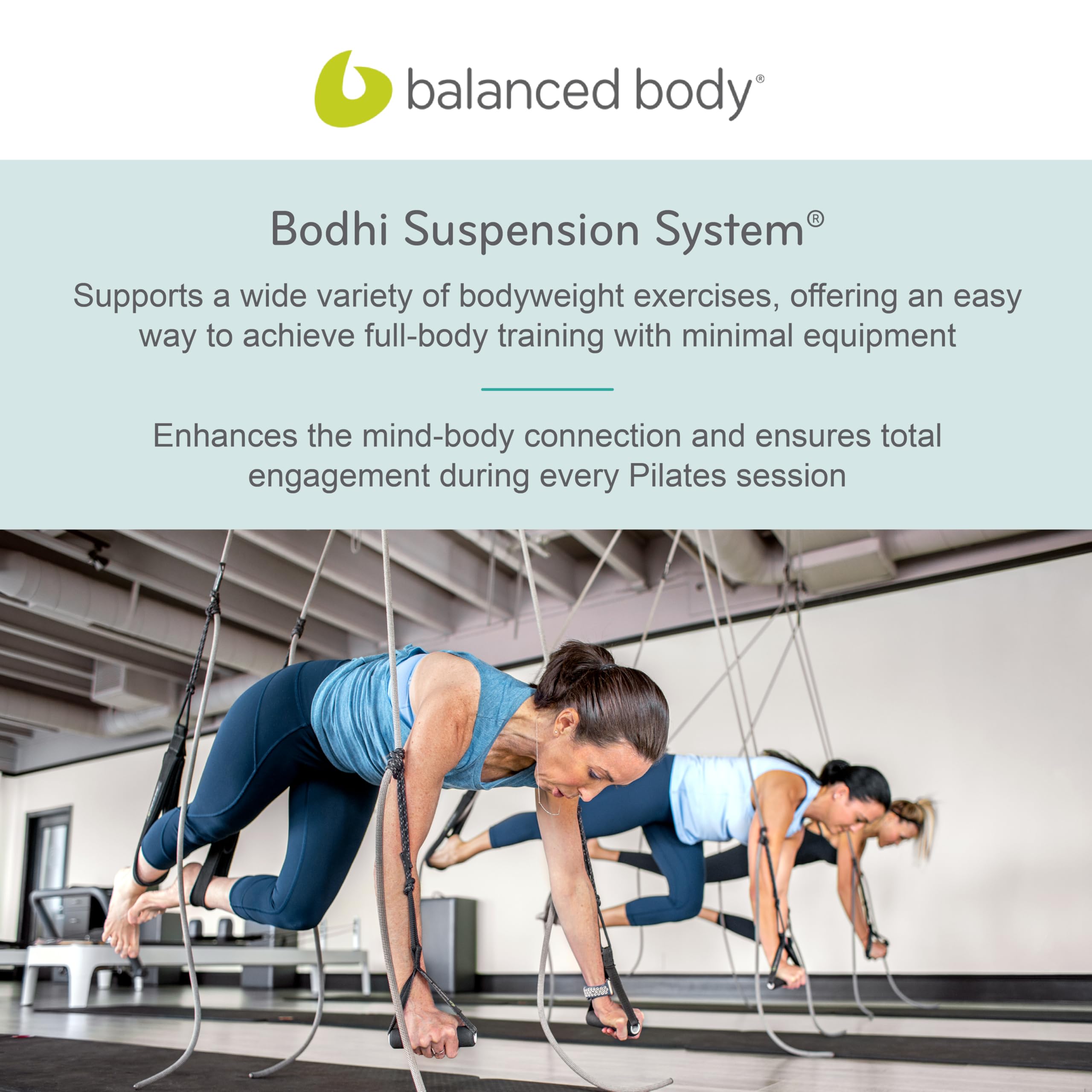 Balanced Body Bodhi Suspension System - Professional Pilates Gym Equipment with Adjustable Straps for Home & Studio Workouts | Perfect for Strength Training, Flexibility & Rehabilitation Exercises (Gray)