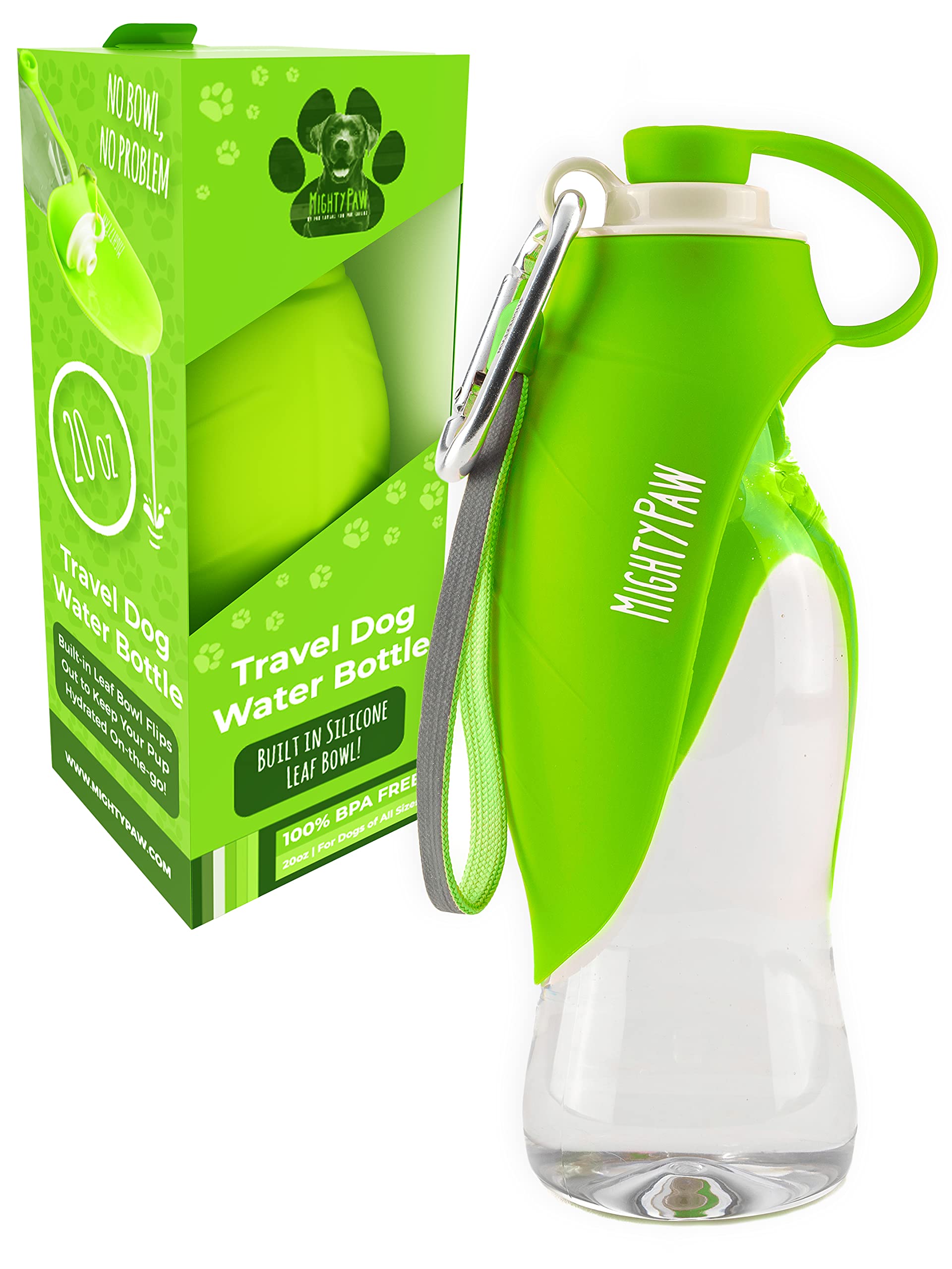 Mighty Paw Travel Dog Water Bottle - Portable Pet Water Dispenser with Bowl for Walking, Hiking & Outdoor Adventures | Leak-Proof Dog Water Bottle for Small & Large Dogs