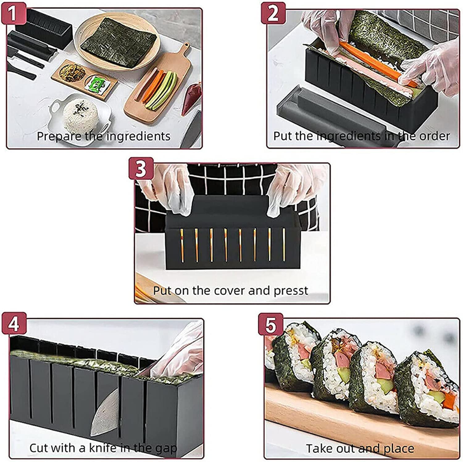 Sunallwell 10-Piece Professional Sushi Making Kit - DIY Sushi Roller Mold Set with Rice Paddle & Bamboo Mat - Perfect for Beginners & Home Chefs - Great for Parties, Meal Prep & Japanese Cuisine Lovers