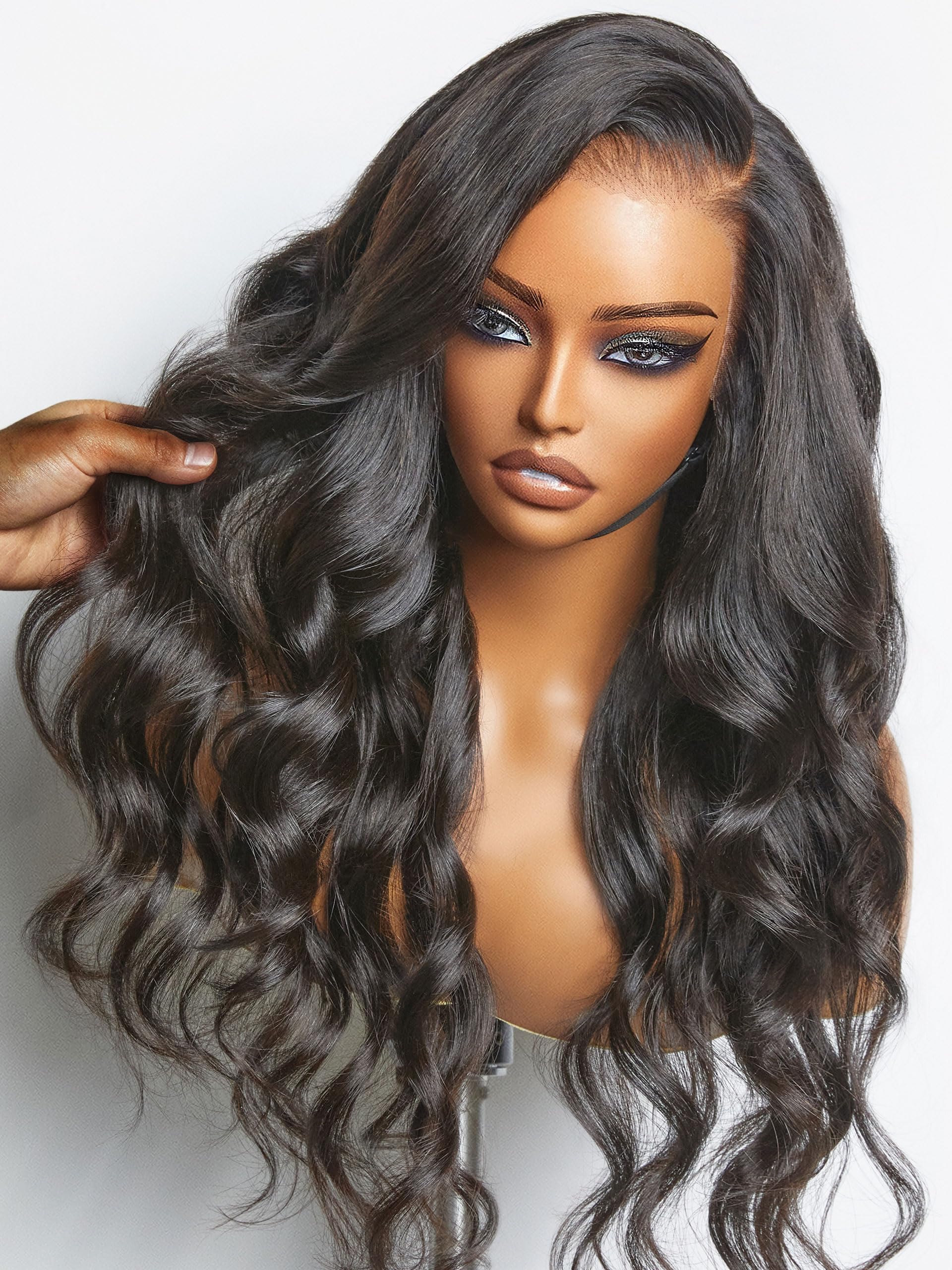 LUVME HAIR PreMax 13x4 Frontal Body Wave Lace Wig - 100% Human Hair Glueless Lace Front Wigs for Black Women | Natural Black Side Part | Perfect for Daily Wear, Special Occasions & Protective Styling